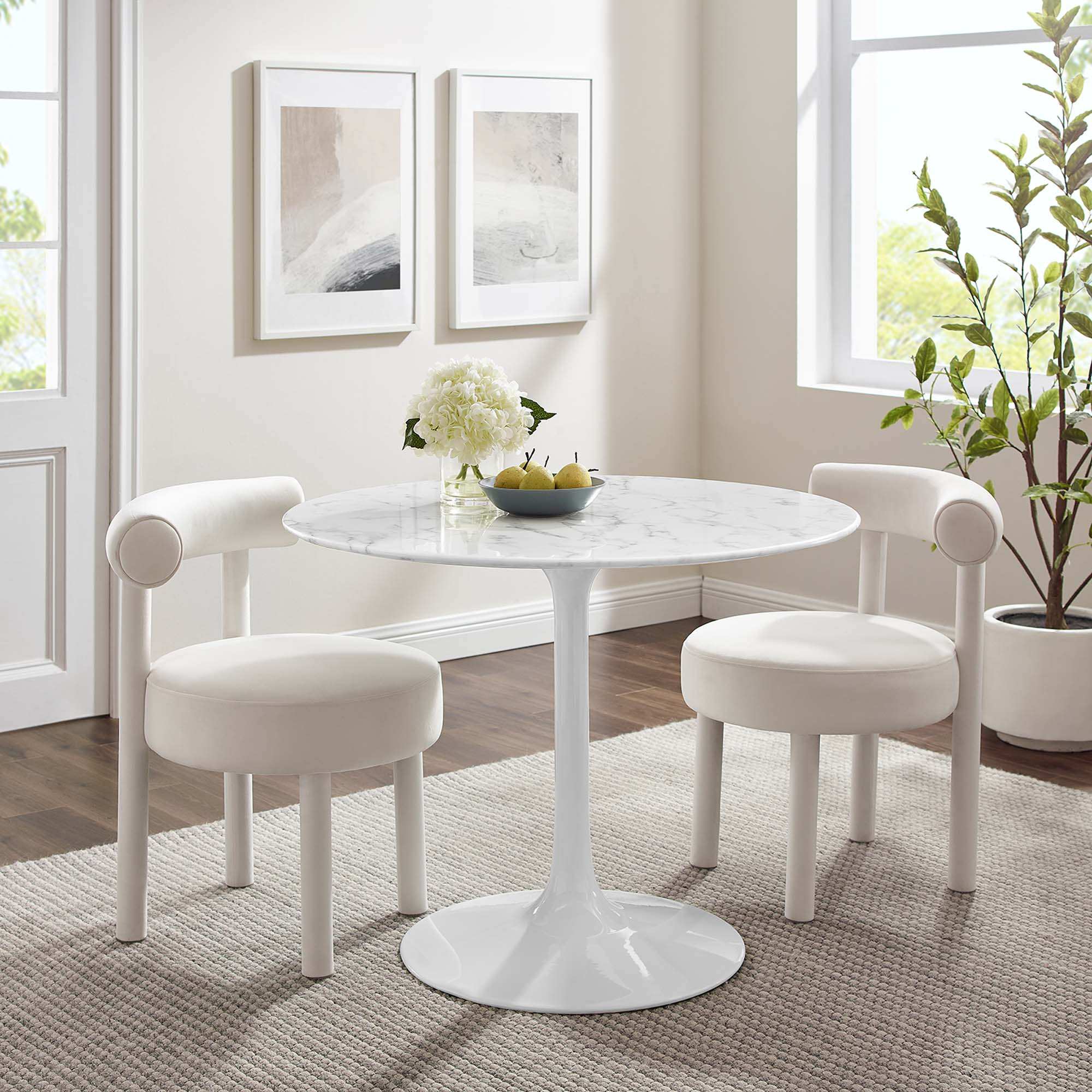 Lippa 40" Round Faux Marble Dining Table by Modway - Best Buy Furniture