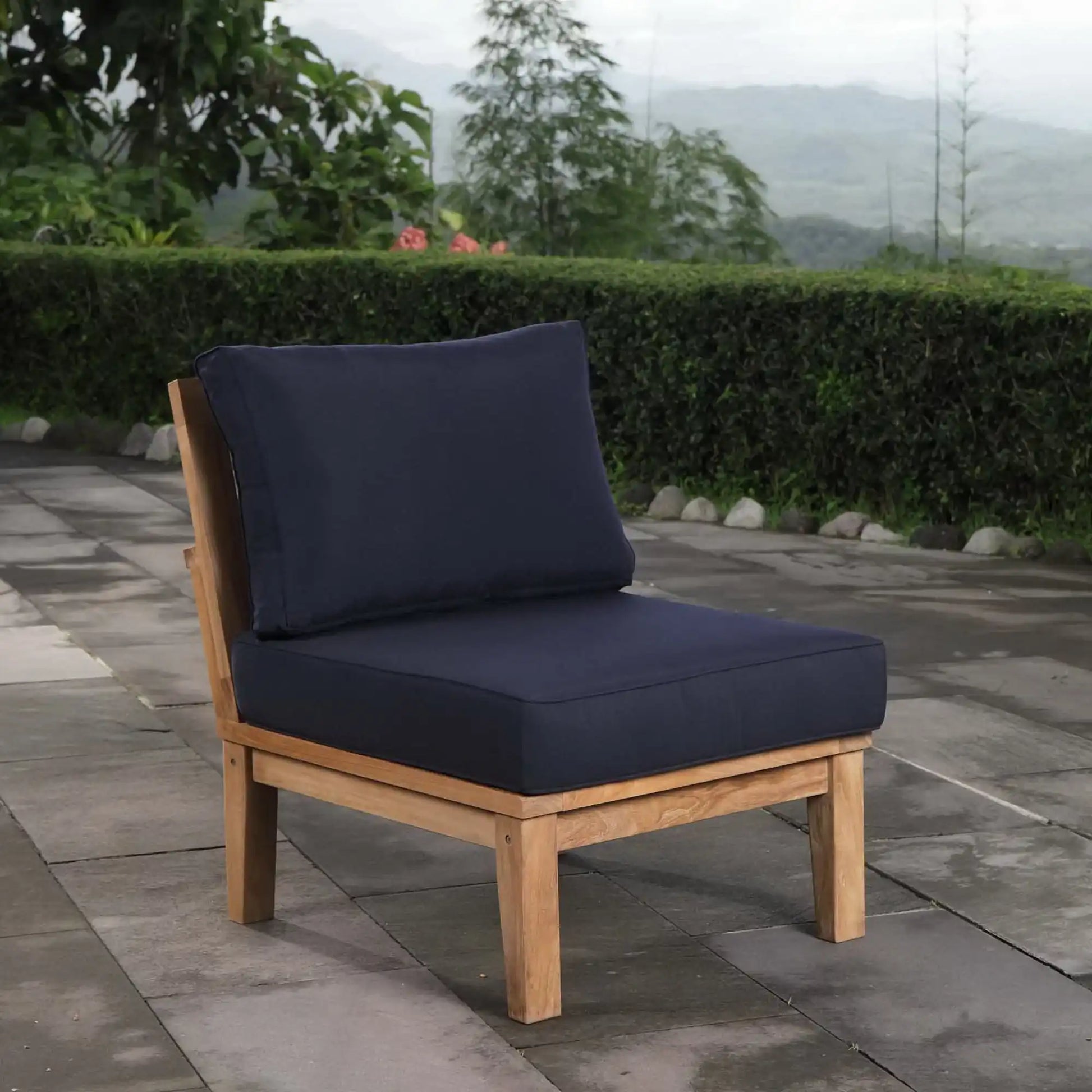 Marina Armless Outdoor Patio Teak Sofa by Modway - Best Buy Furniture
