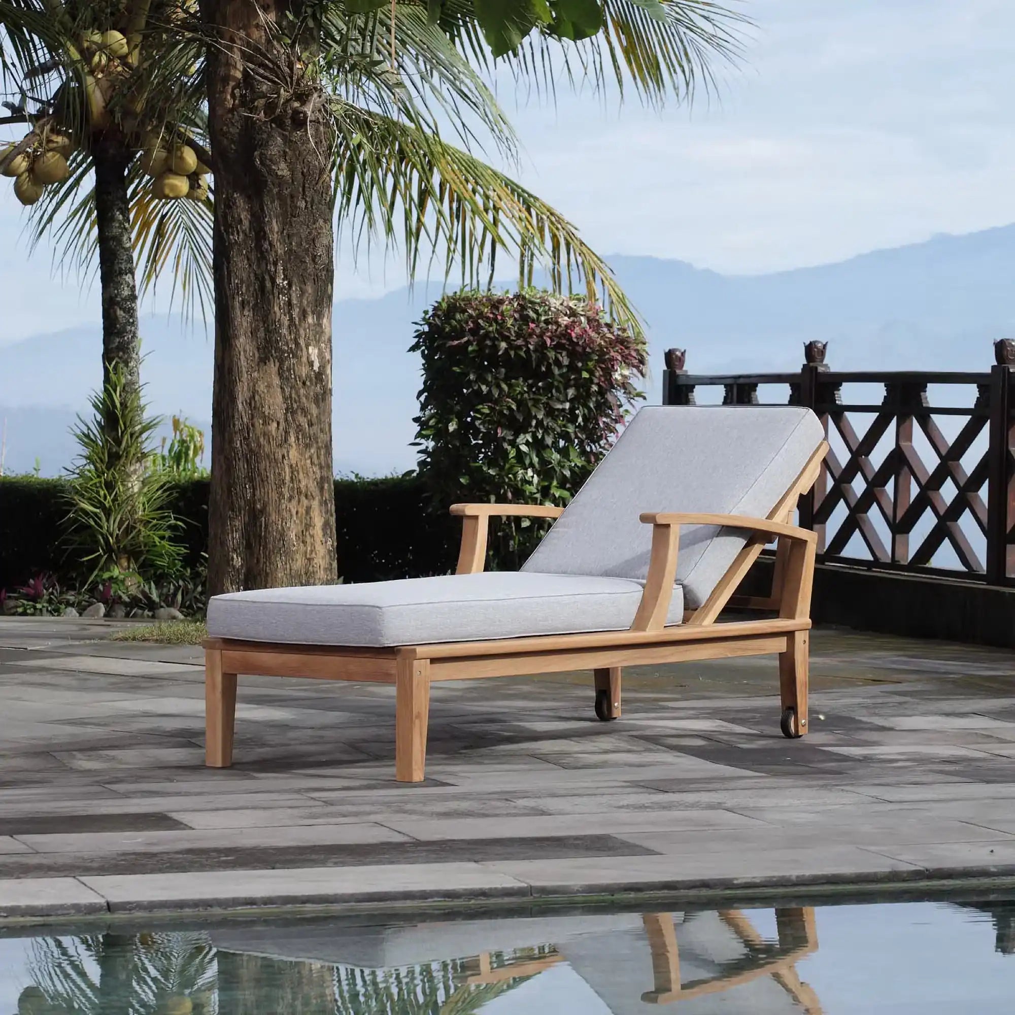 Marina Outdoor Patio Teak Single Chaise by Modway - Best Buy Furniture