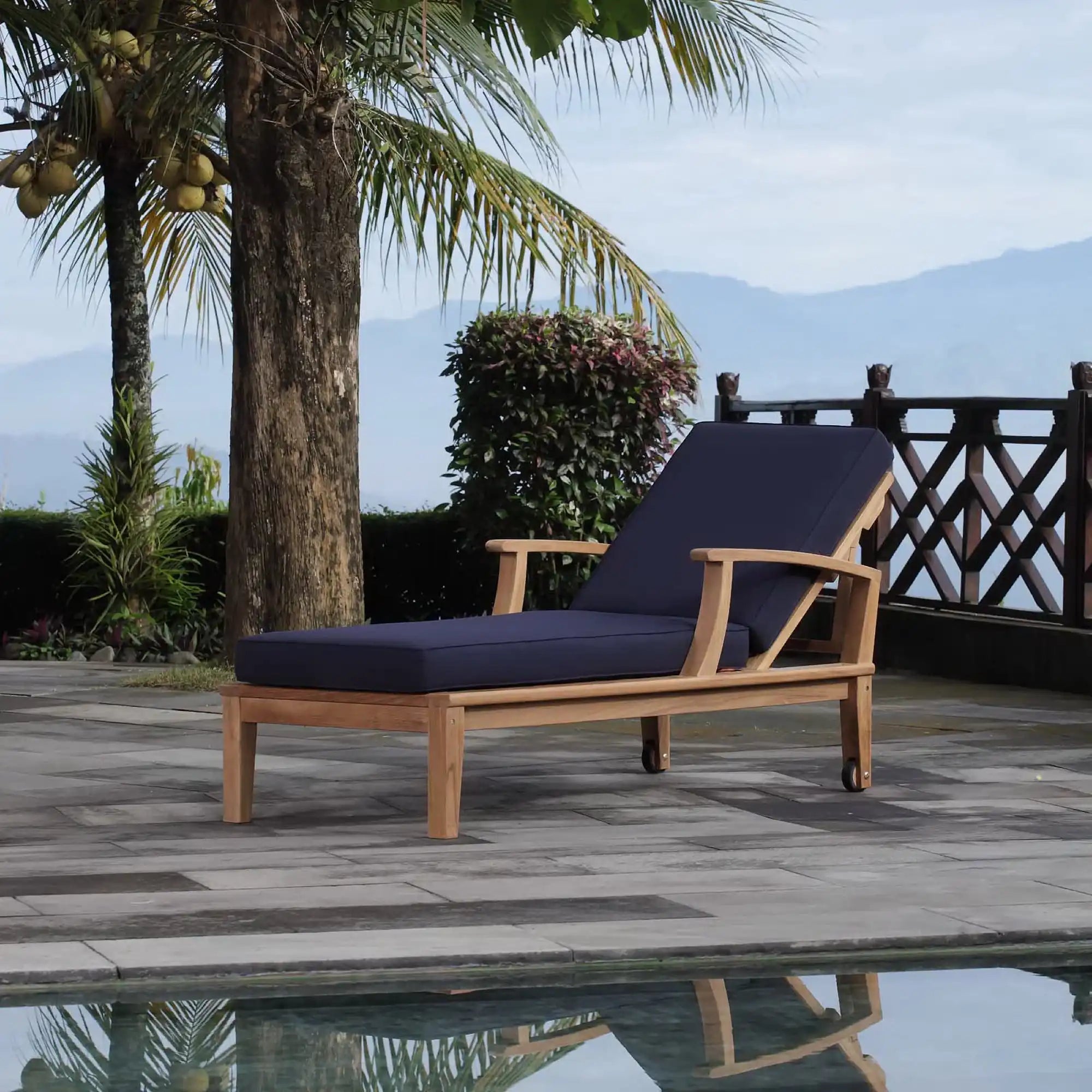 Marina Outdoor Patio Teak Single Chaise by Modway - Best Buy Furniture