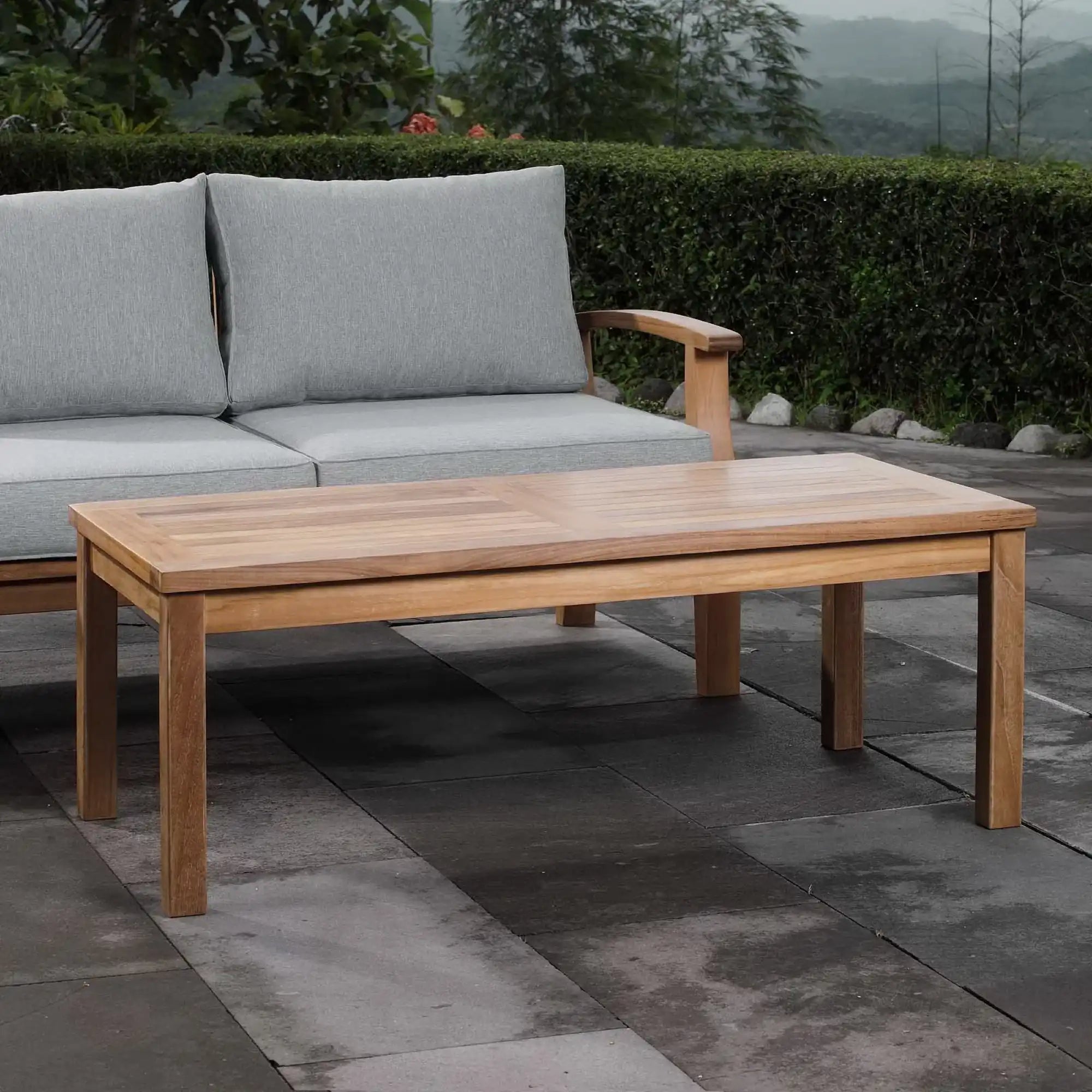 Marina Outdoor Patio Teak Rectangle Coffee Table by Modway - Best Buy Furniture