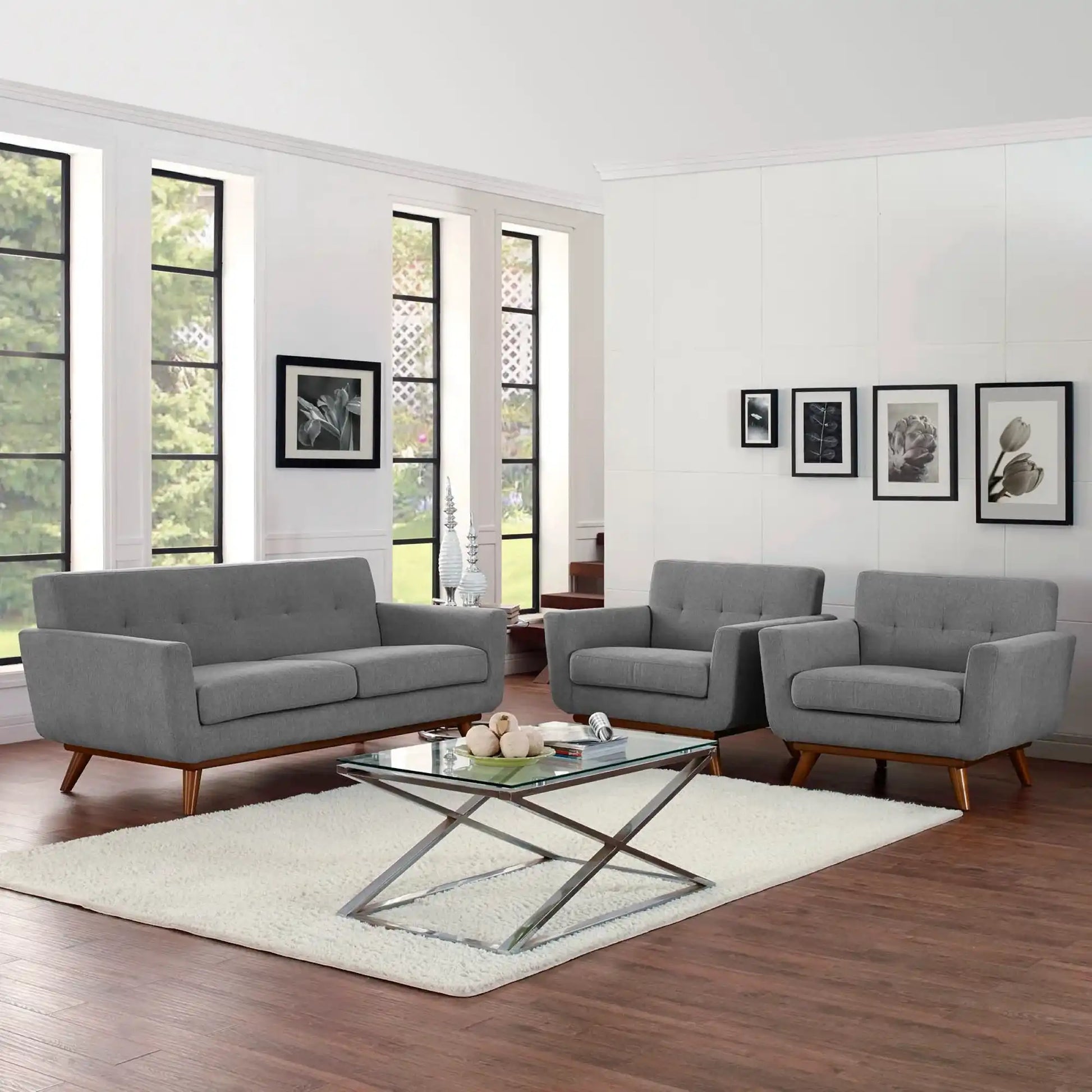 Engage Armchairs and Loveseat Set of 3 by Modway - Best Buy Furniture