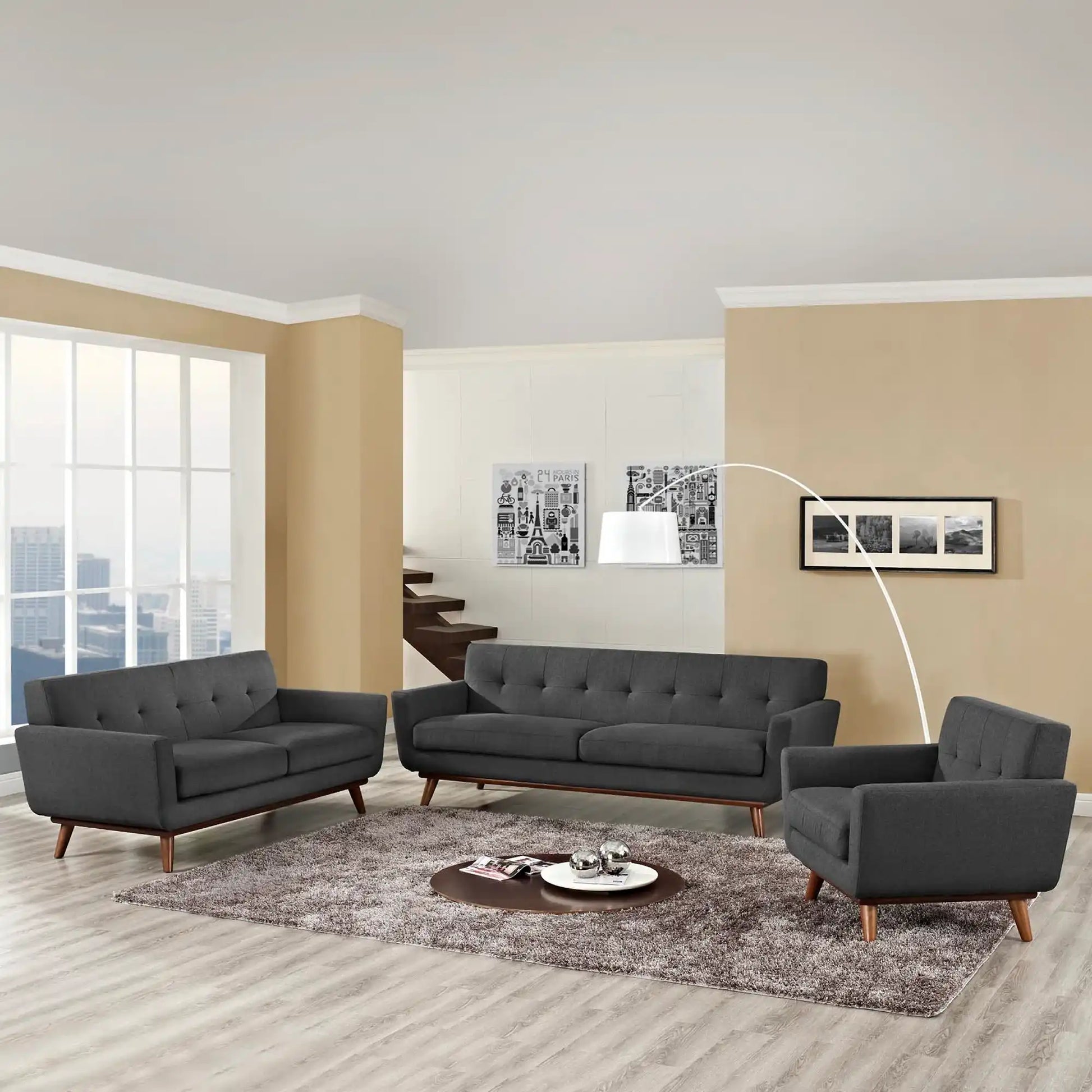 Engage Sofa Loveseat and Armchair Set of 3 by Modway - Best Buy Furniture