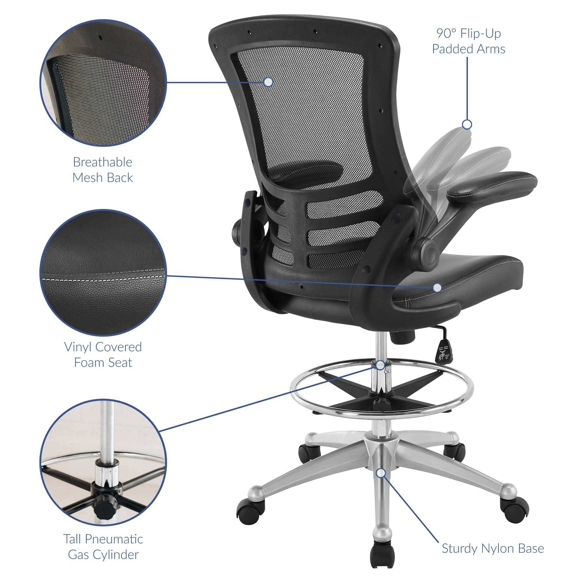 Attainment Vinyl Drafting Chair by Modway - Best Buy Furniture