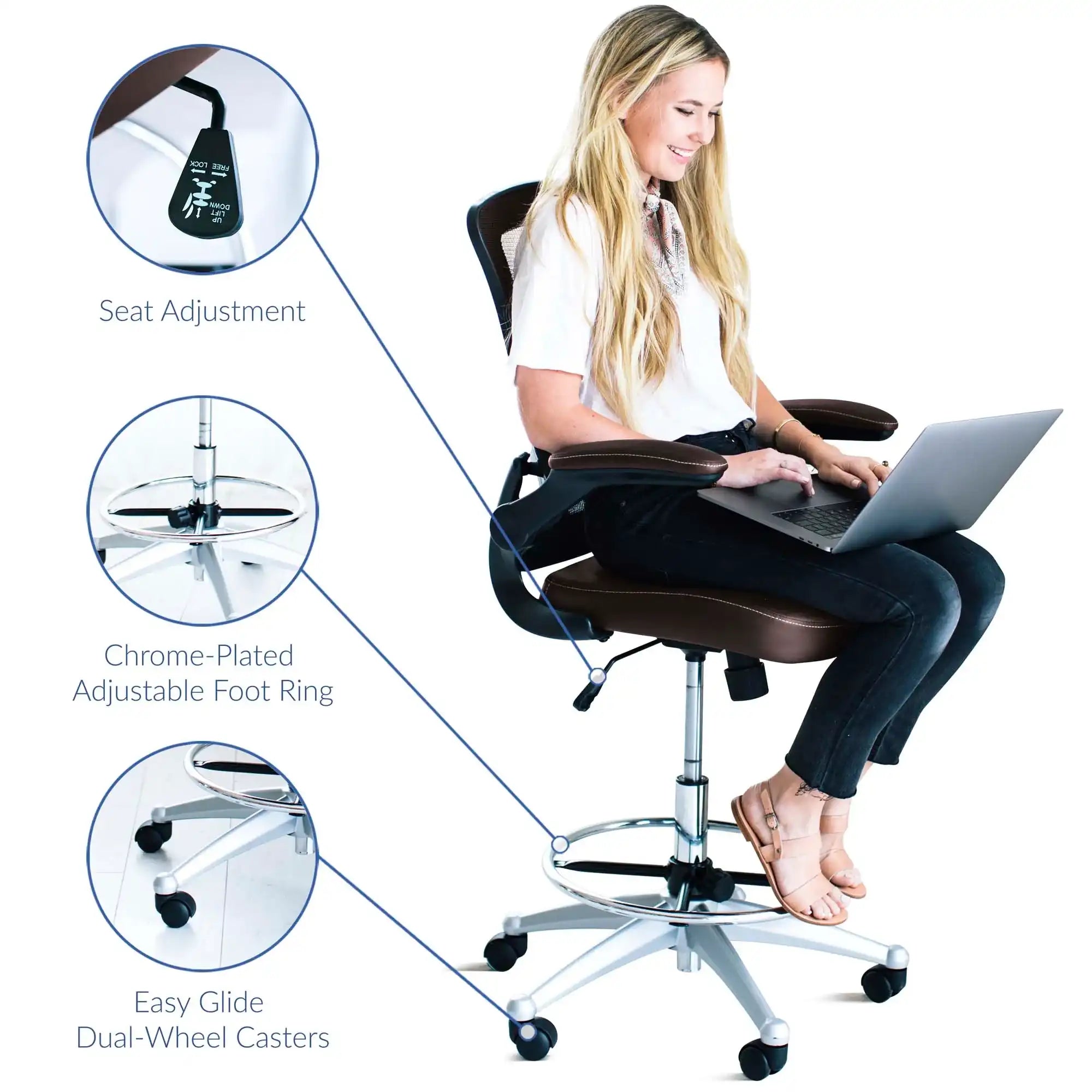 Attainment Vinyl Drafting Chair by Modway - Best Buy Furniture