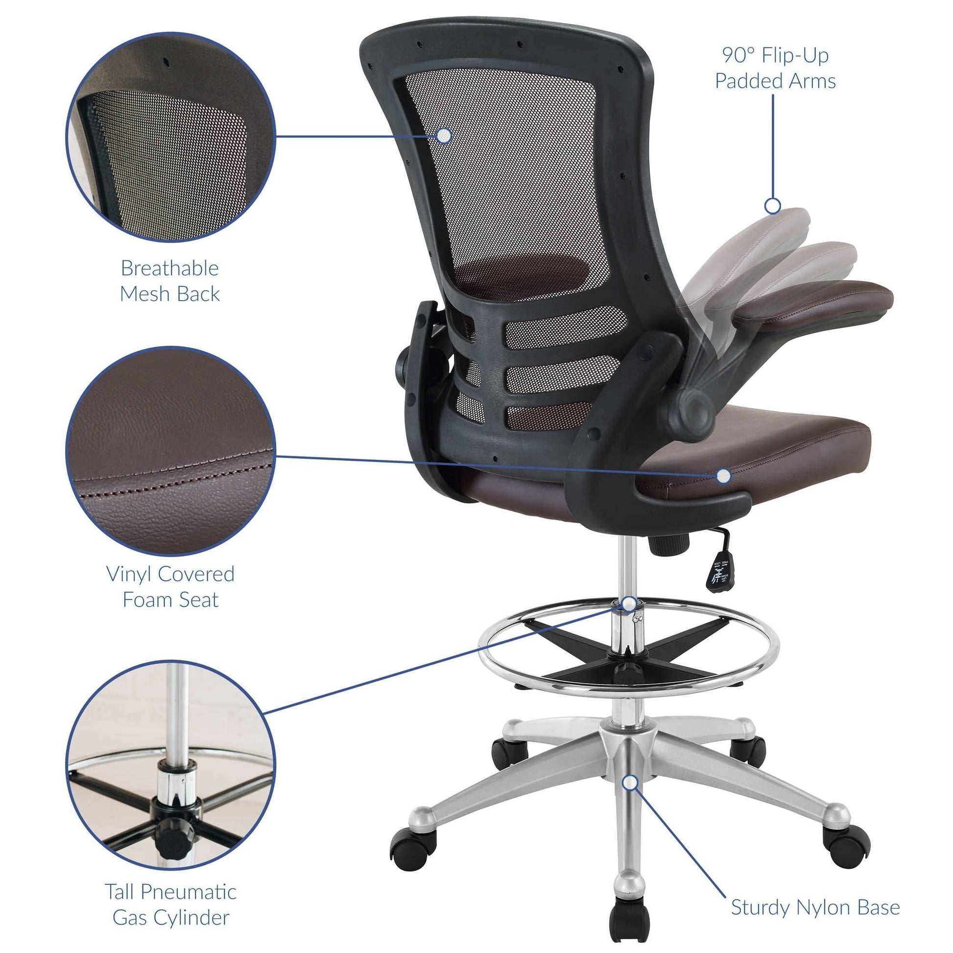 Attainment Vinyl Drafting Chair by Modway - Best Buy Furniture