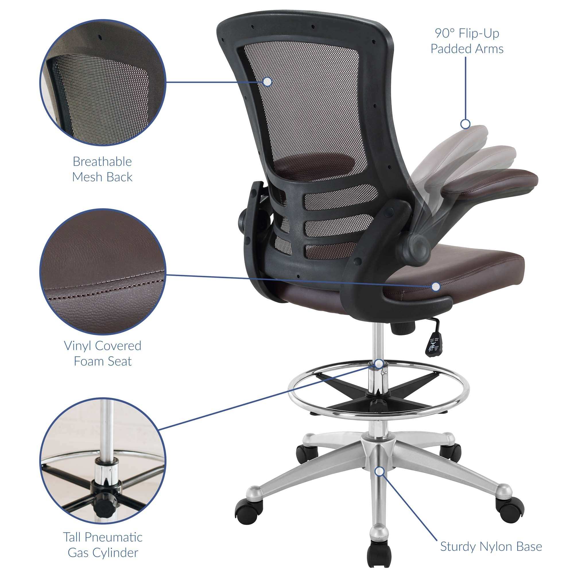 Attainment Vinyl Drafting Chair by Modway - Best Buy Furniture