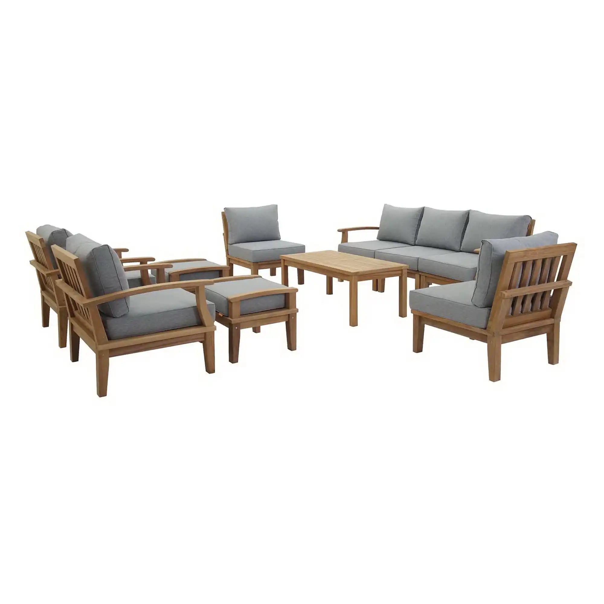 Marina 10 Piece Outdoor Patio Teak Set by Modway - Best Buy Furniture