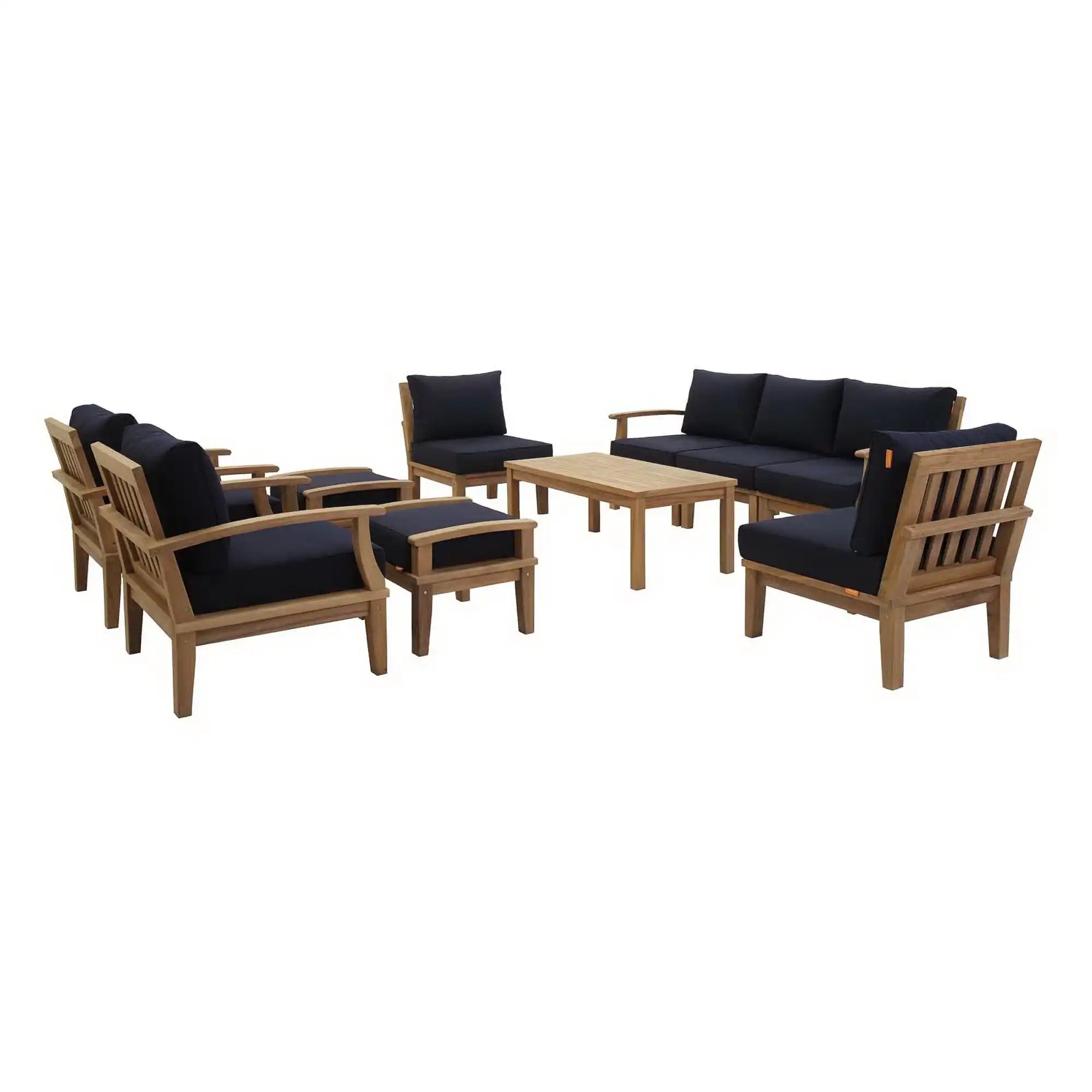 Marina 10 Piece Outdoor Patio Teak Set by Modway - Best Buy Furniture