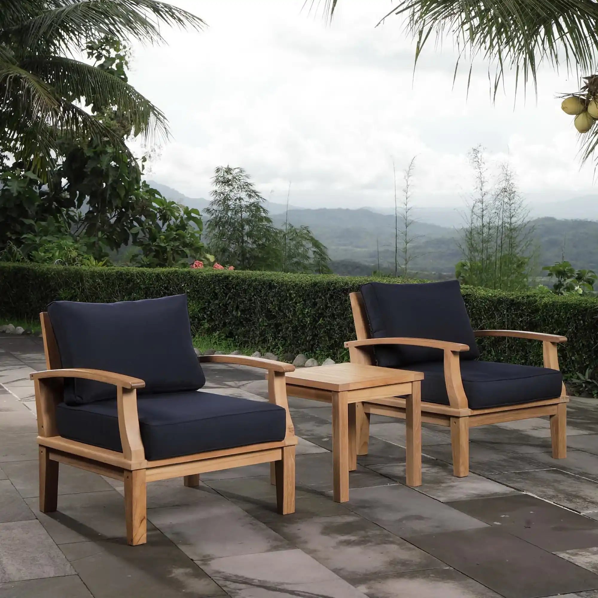 Marina 3 Piece Outdoor Patio Teak Set by Modway - Best Buy Furniture