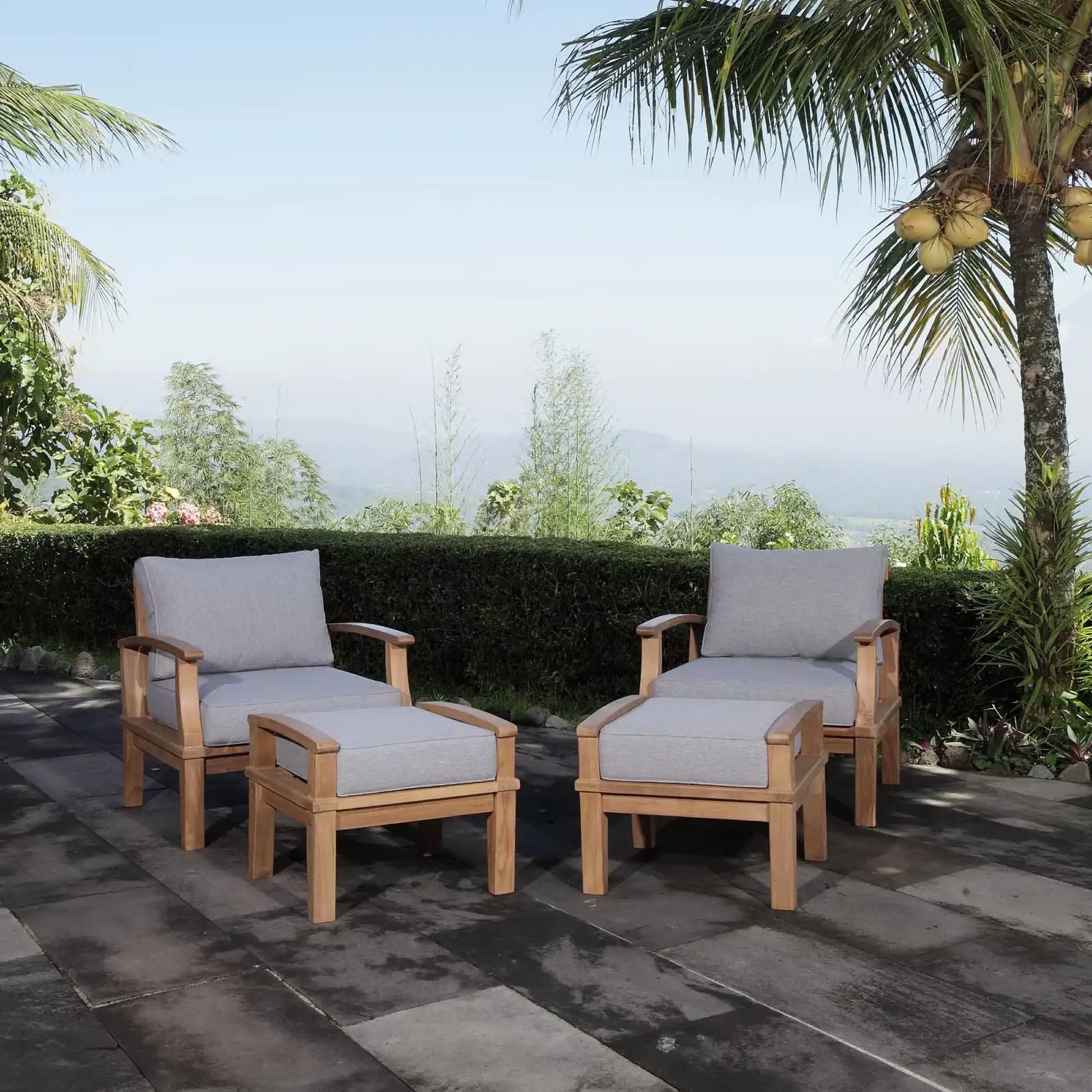 Marina 4 Piece Outdoor Patio Teak Set by Modway - Best Buy Furniture
