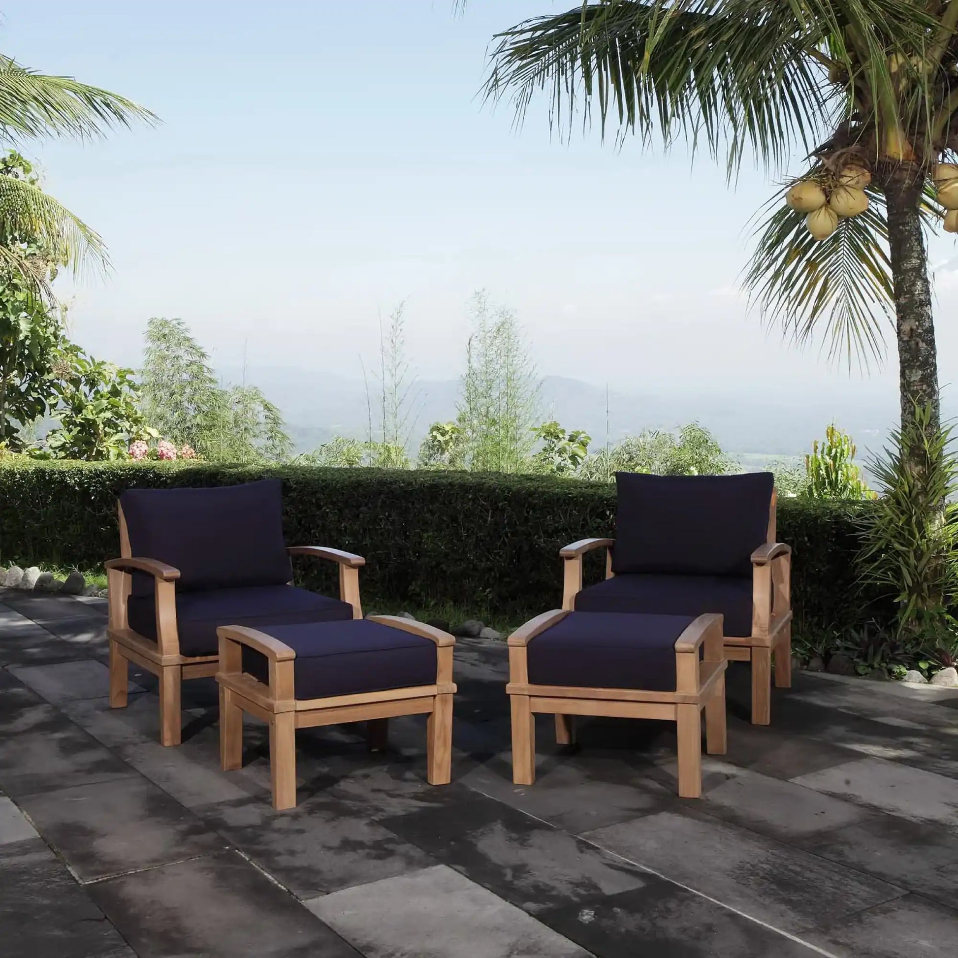 Marina 4 Piece Outdoor Patio Teak Set by Modway - Best Buy Furniture