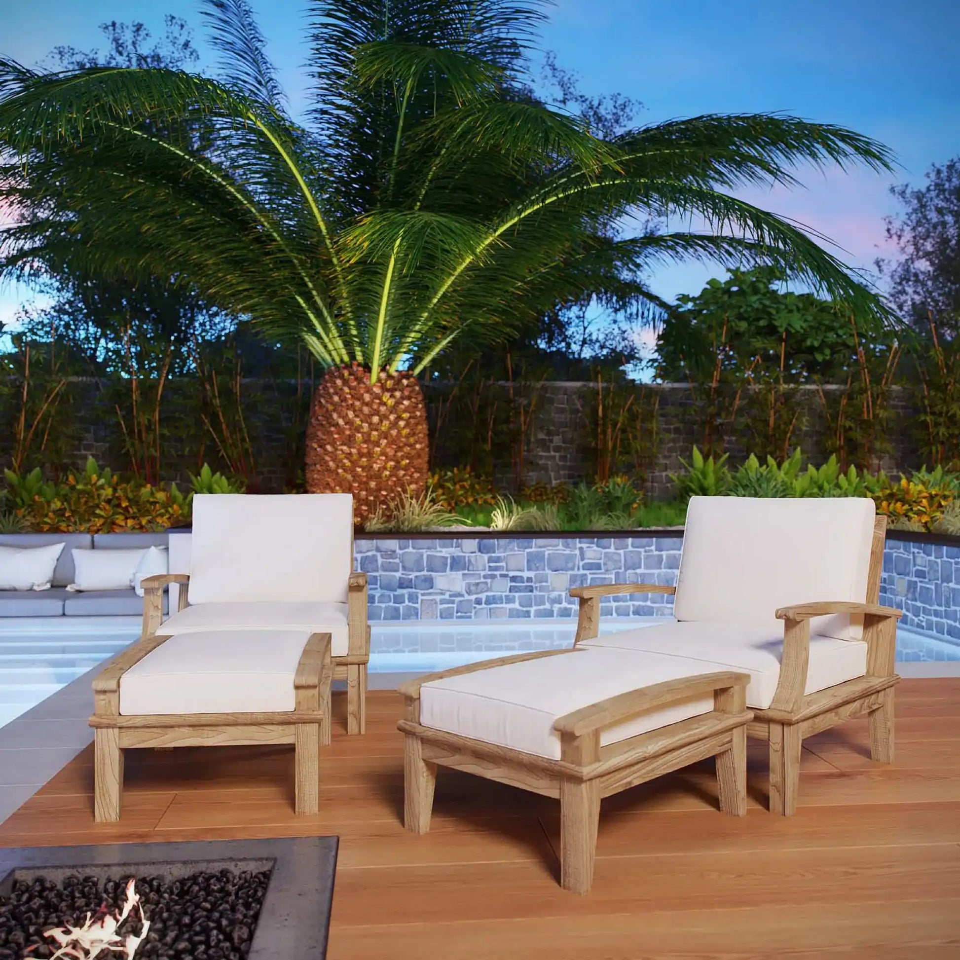 Marina 4 Piece Outdoor Patio Teak Set by Modway - Best Buy Furniture