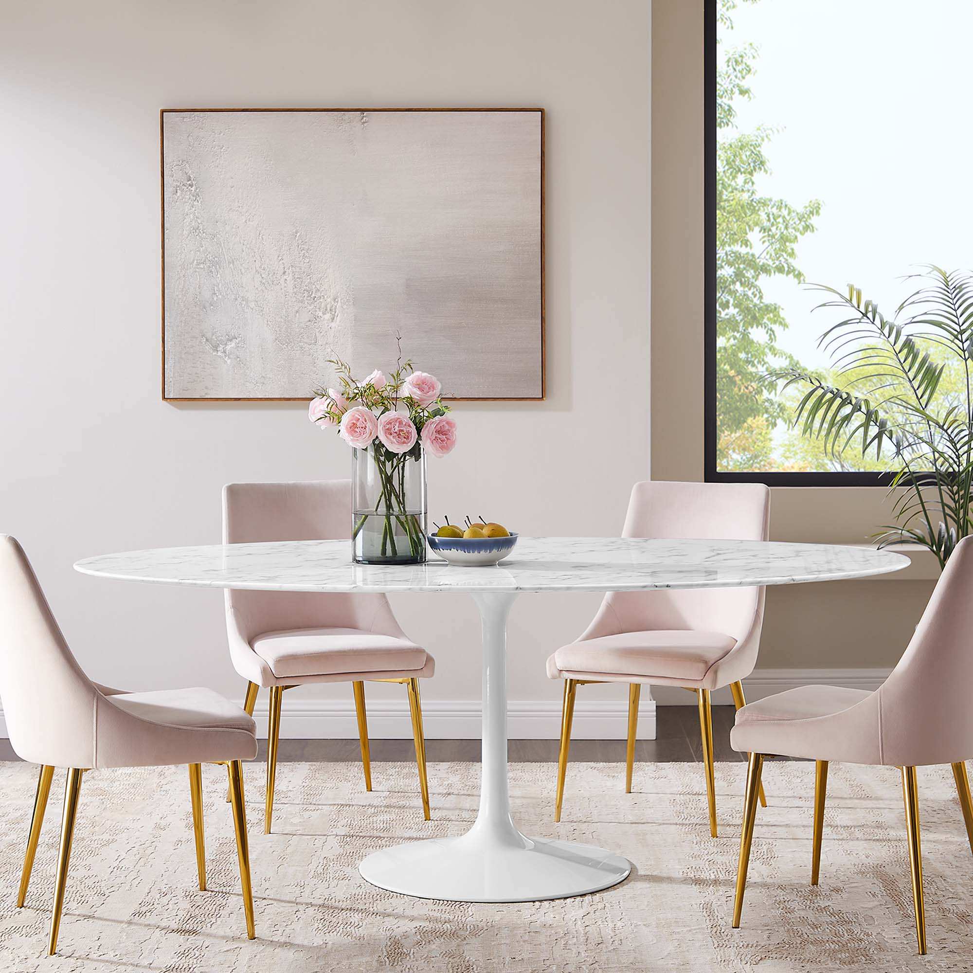 Lippa 78" Oval Faux Marble Dining Table by Modway - Best Buy Furniture