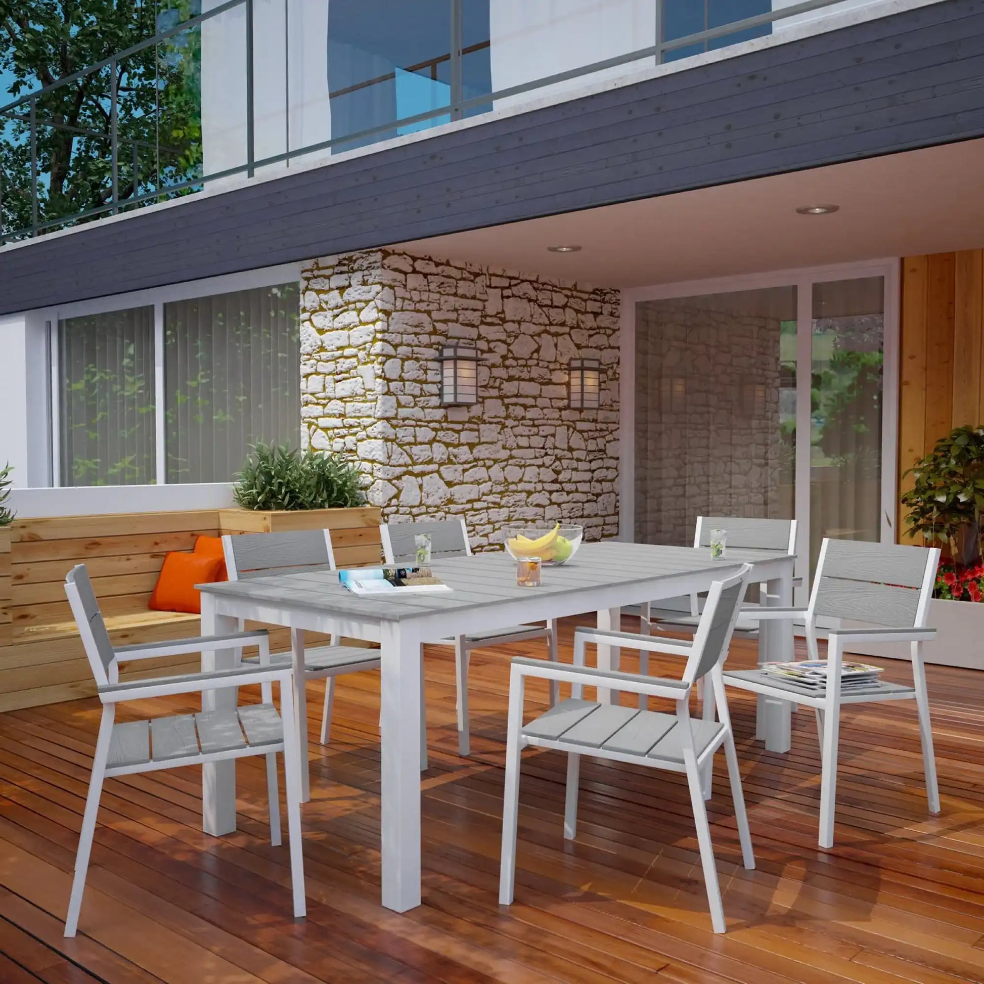 Maine 7 Piece Outdoor Patio Dining Set by Modway - Best Buy Furniture