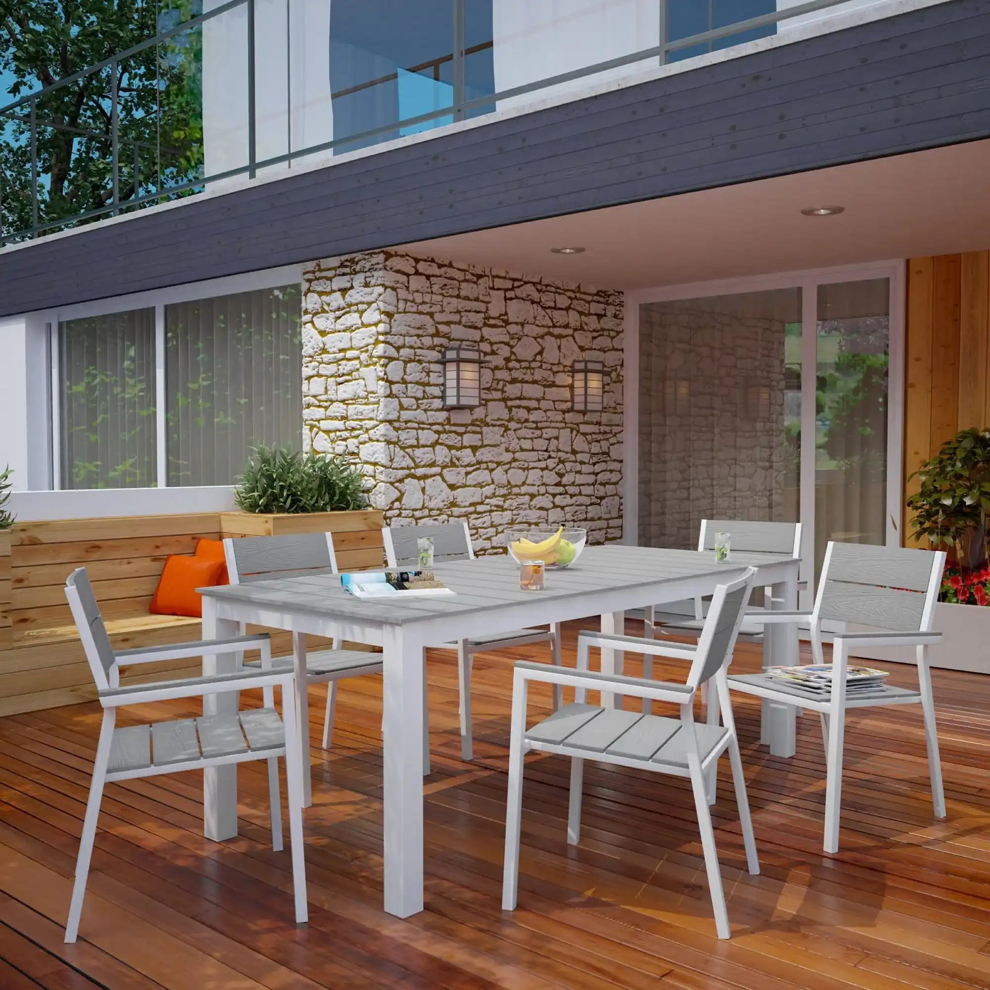 Maine 7 Piece Outdoor Patio Dining Set by Modway - Best Buy Furniture
