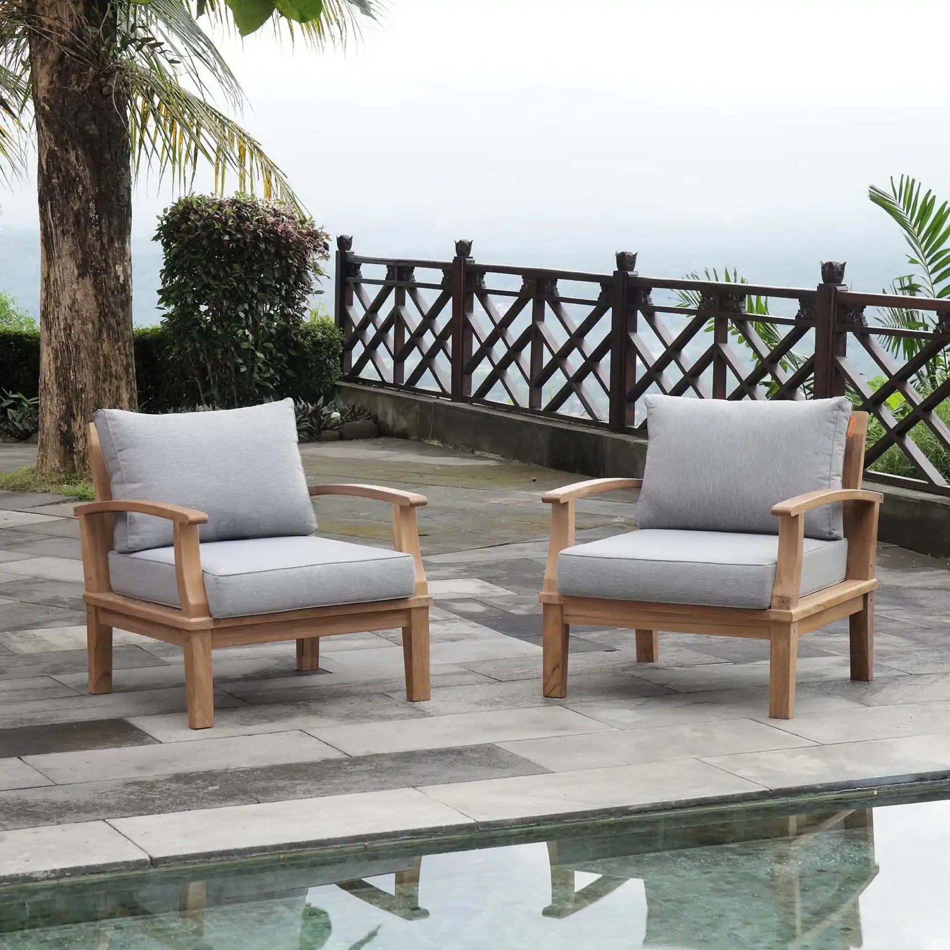 Marina 2 Piece Outdoor Patio Teak Set by Modway - Best Buy Furniture
