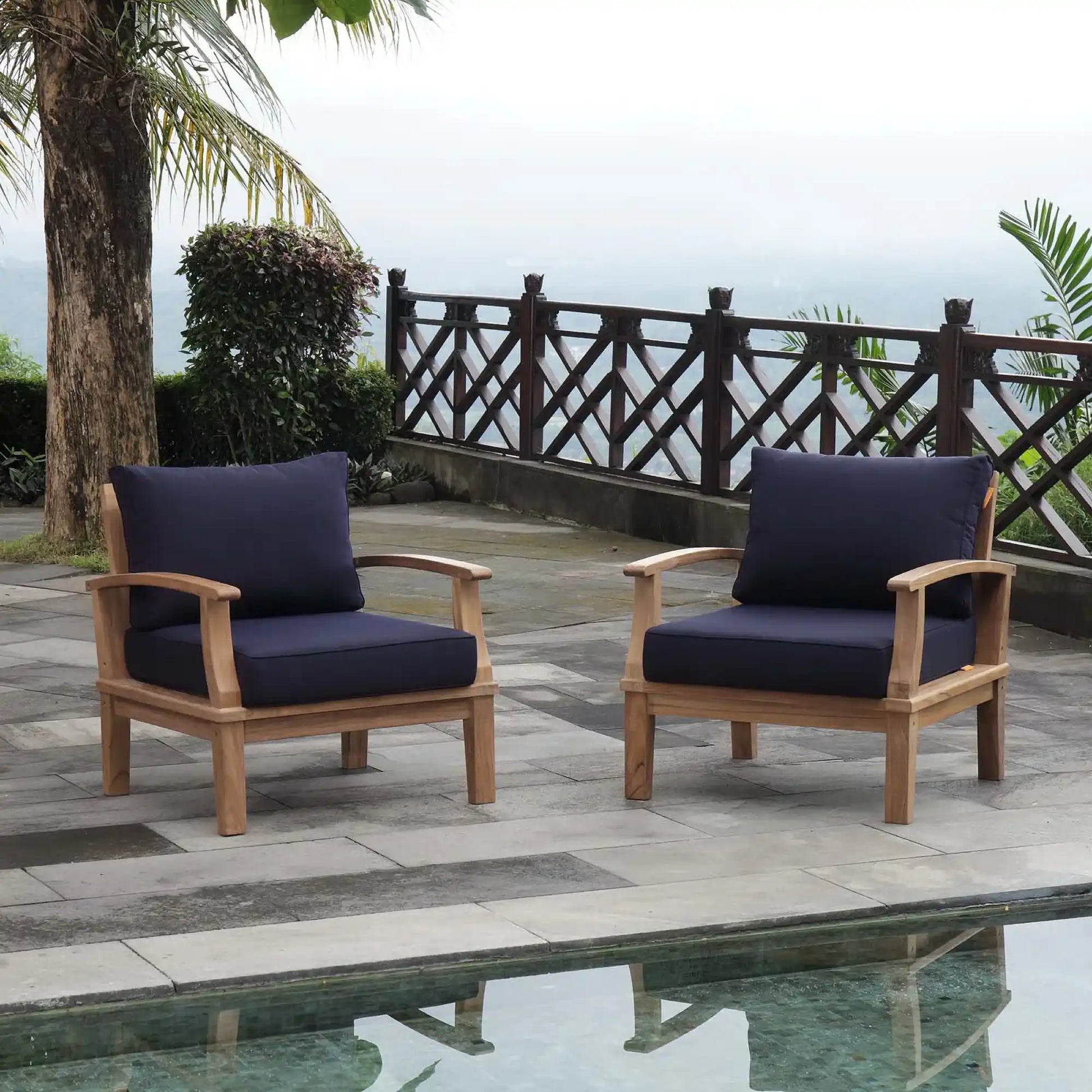 Marina 2 Piece Outdoor Patio Teak Set by Modway - Best Buy Furniture