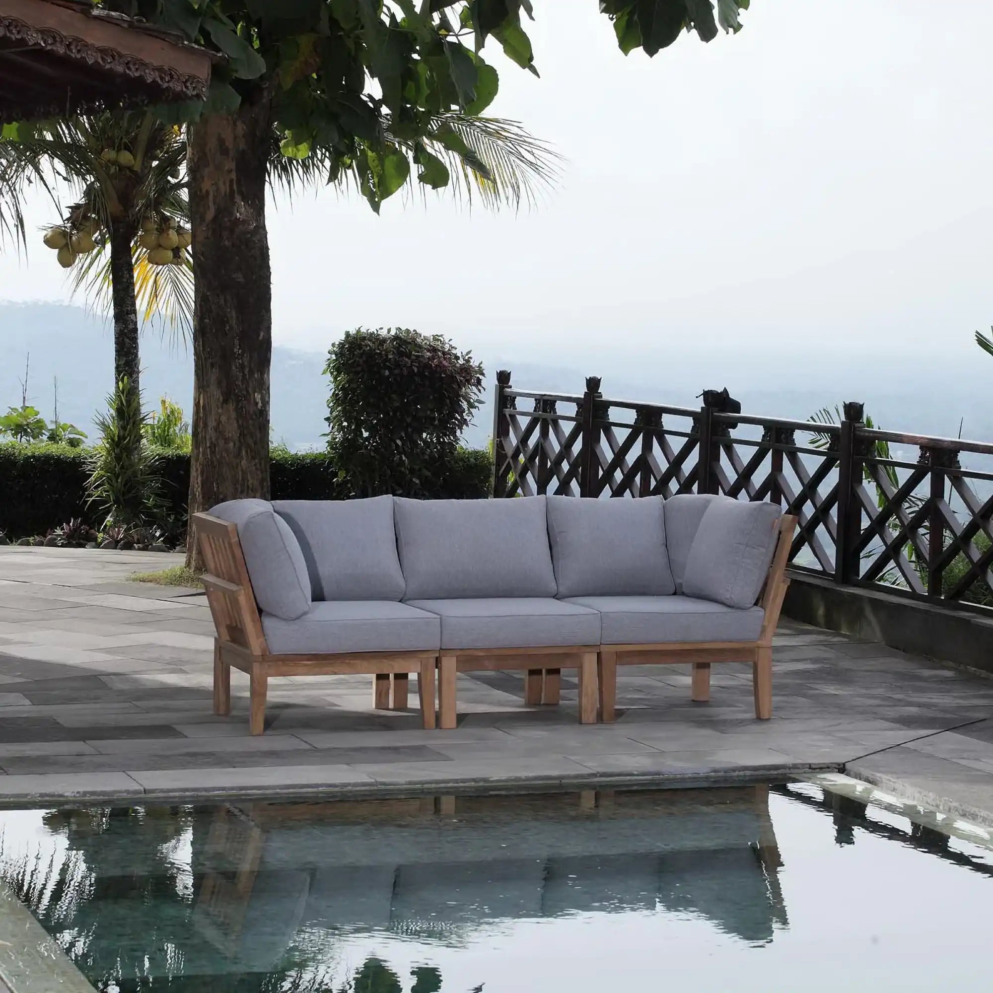 Marina 3 Piece Outdoor Patio Teak Set by Modway - Best Buy Furniture