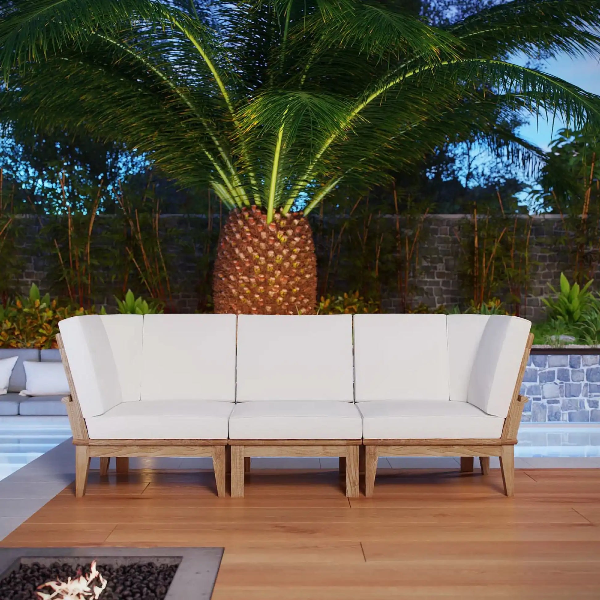 Marina 3 Piece Outdoor Patio Teak Set by Modway - Best Buy Furniture
