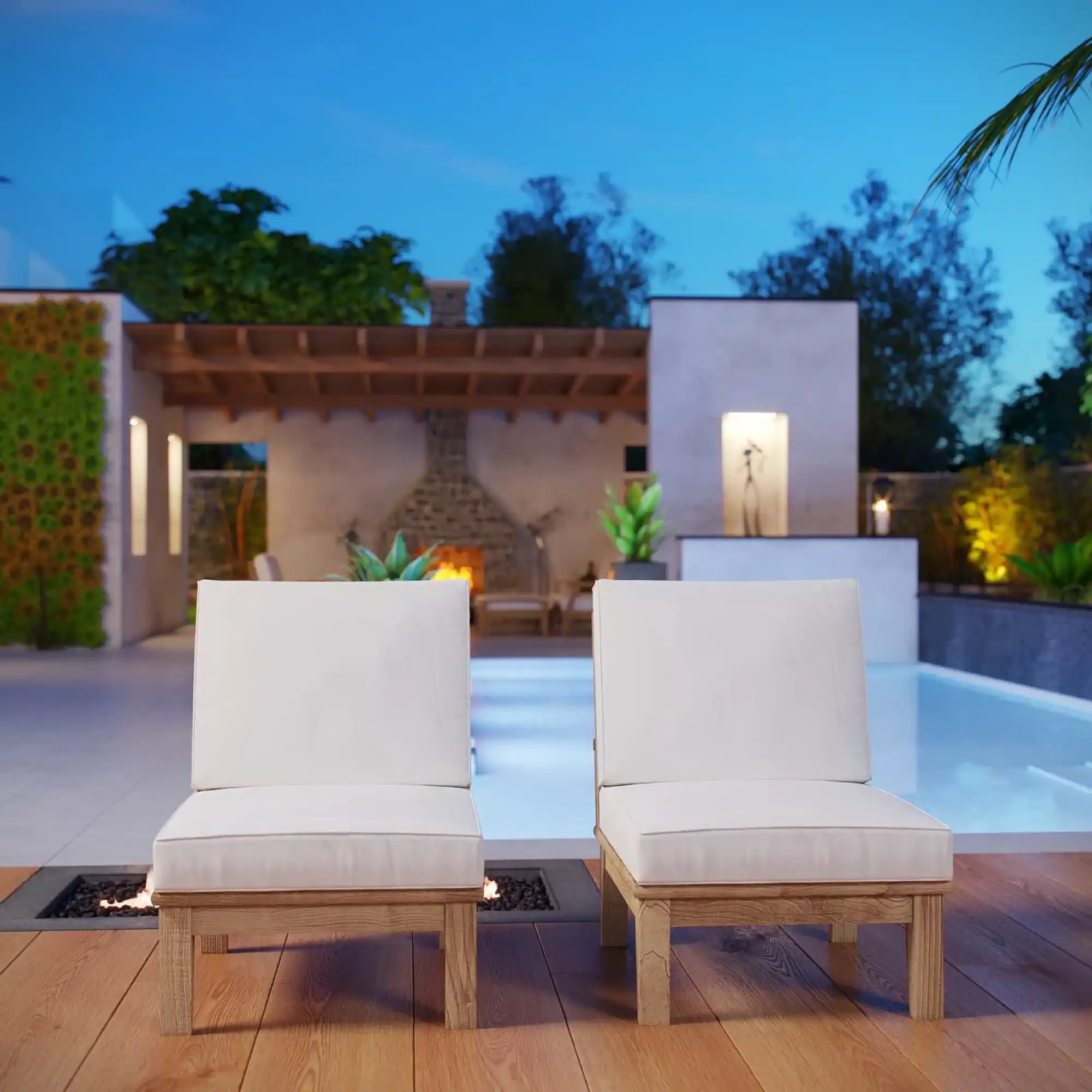 Marina 2 Piece Outdoor Patio Teak Set by Modway - Best Buy Furniture