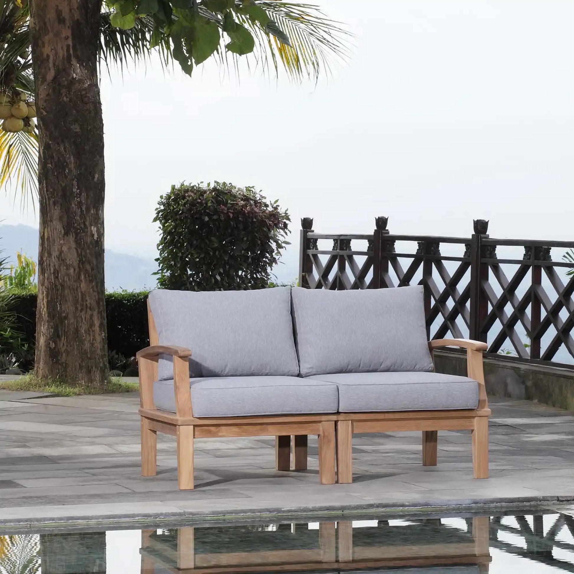 Marina 2 Piece Outdoor Patio Teak Set by Modway - Best Buy Furniture