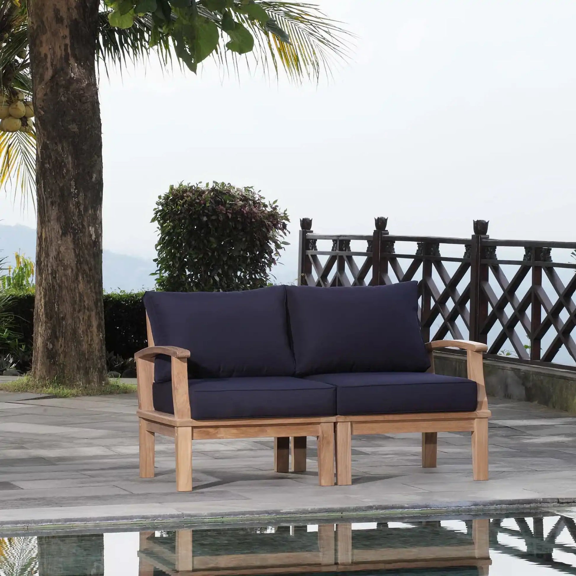Marina 2 Piece Outdoor Patio Teak Set by Modway - Best Buy Furniture