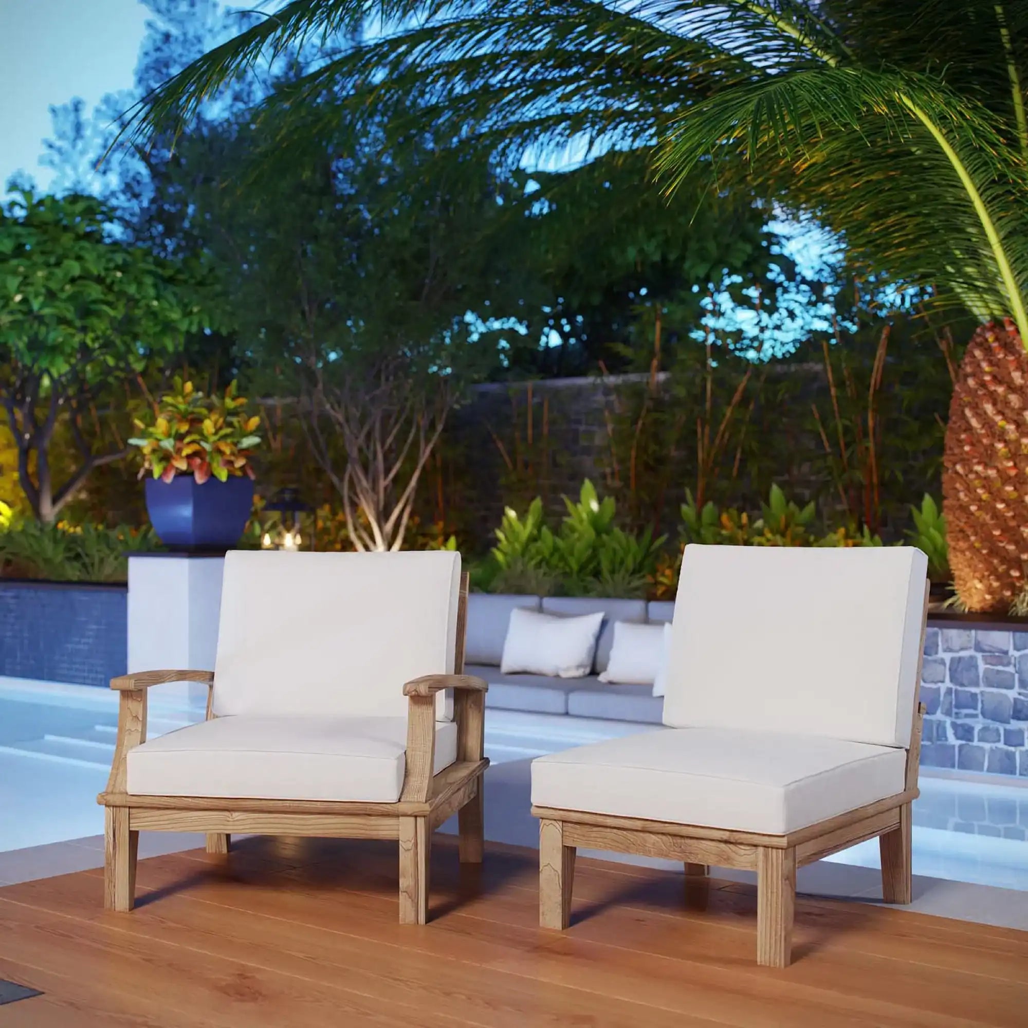 Marina 2 Piece Outdoor Patio Teak Set by Modway - Best Buy Furniture