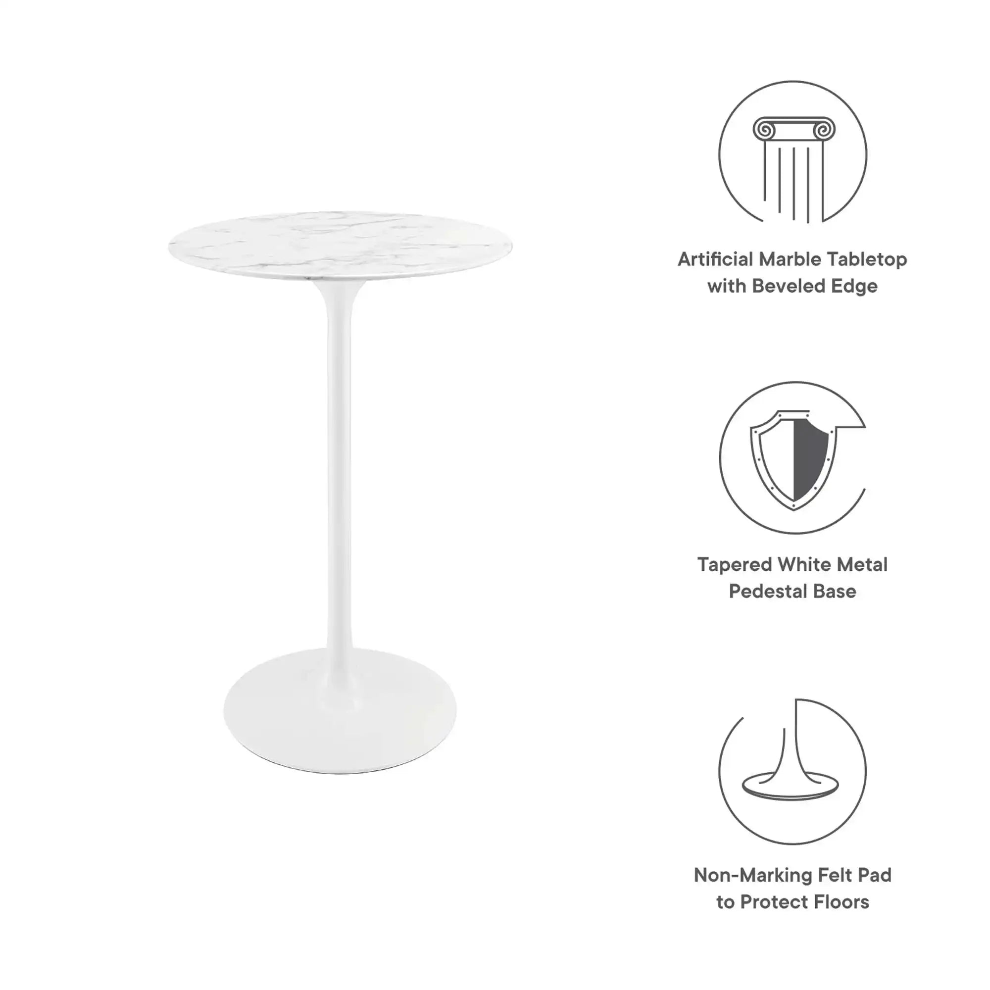 Lippa 28" Round Faux Marble Bar Table by Modway - Best Buy Furniture