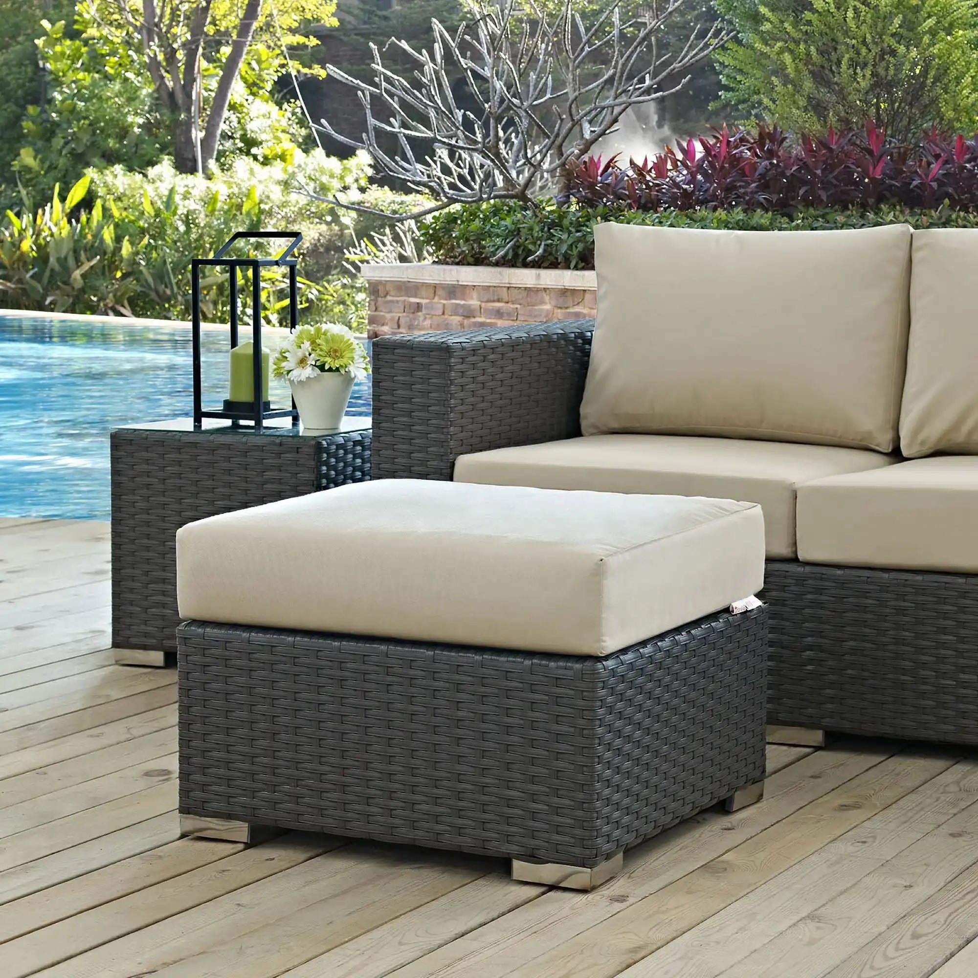 Sojourn Outdoor Patio Sunbrella� Ottoman by Modway - Best Buy Furniture