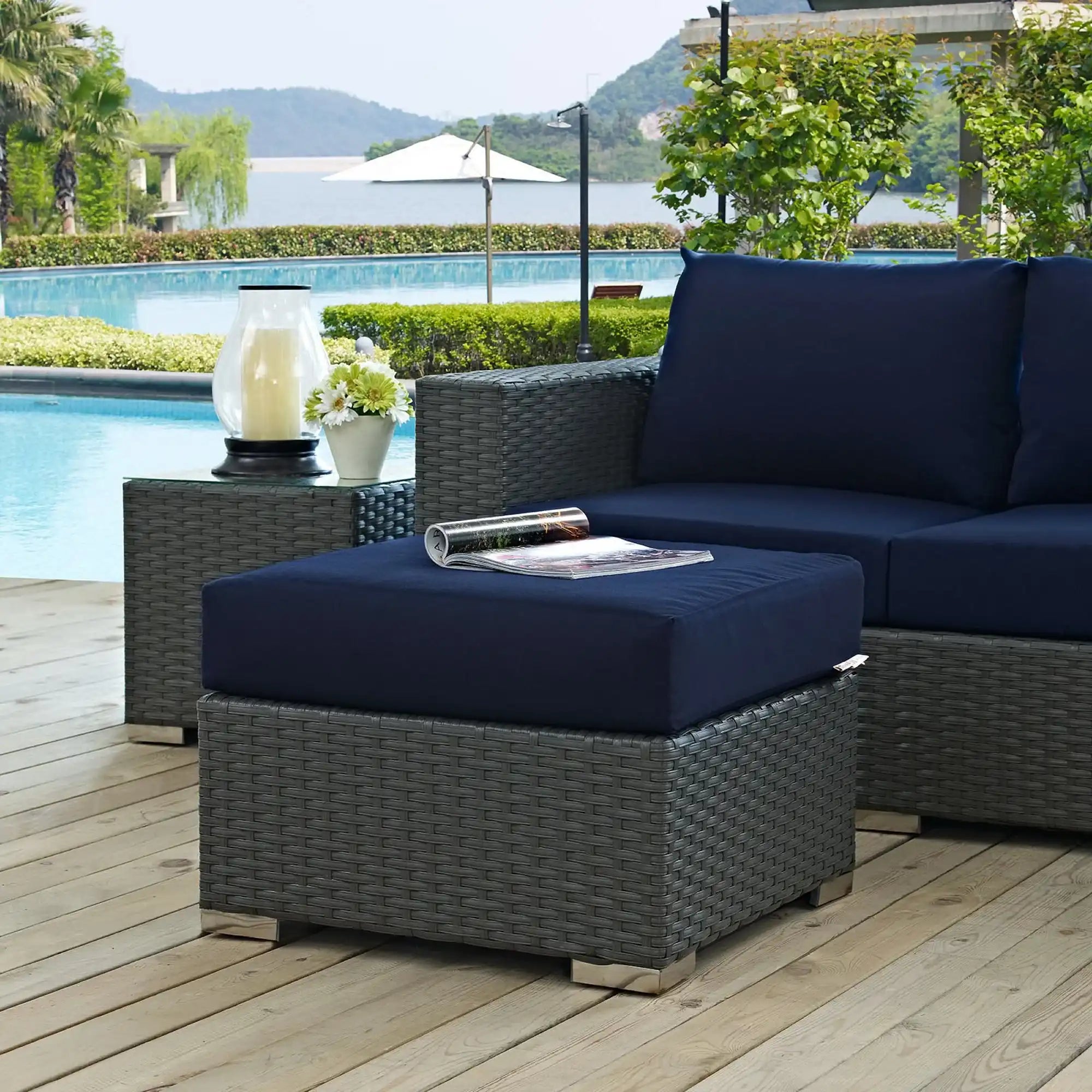 Sojourn Outdoor Patio Sunbrella� Ottoman by Modway - Best Buy Furniture
