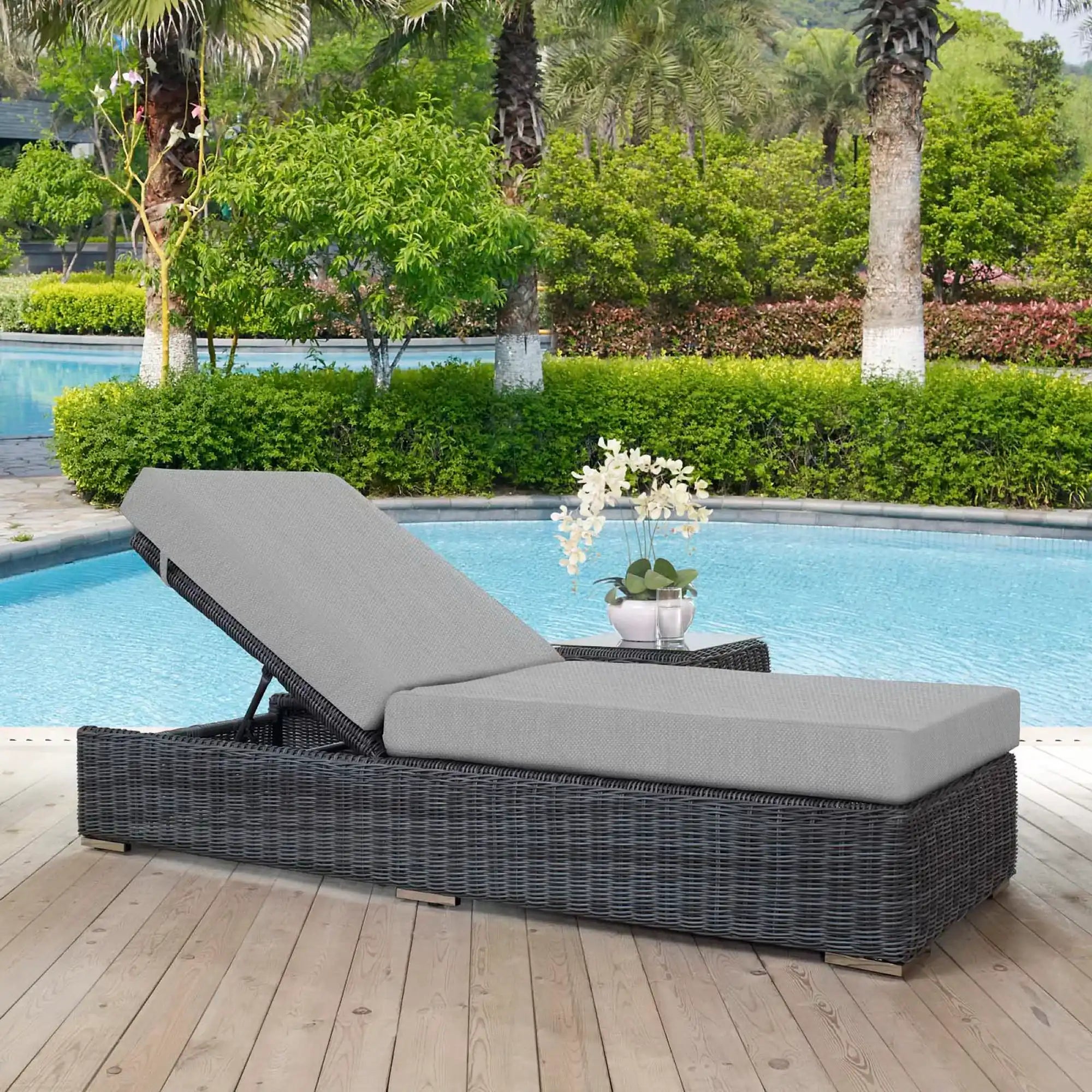 Summon Outdoor Patio Sunbrella� Chaise Lounge by Modway - Best Buy Furniture