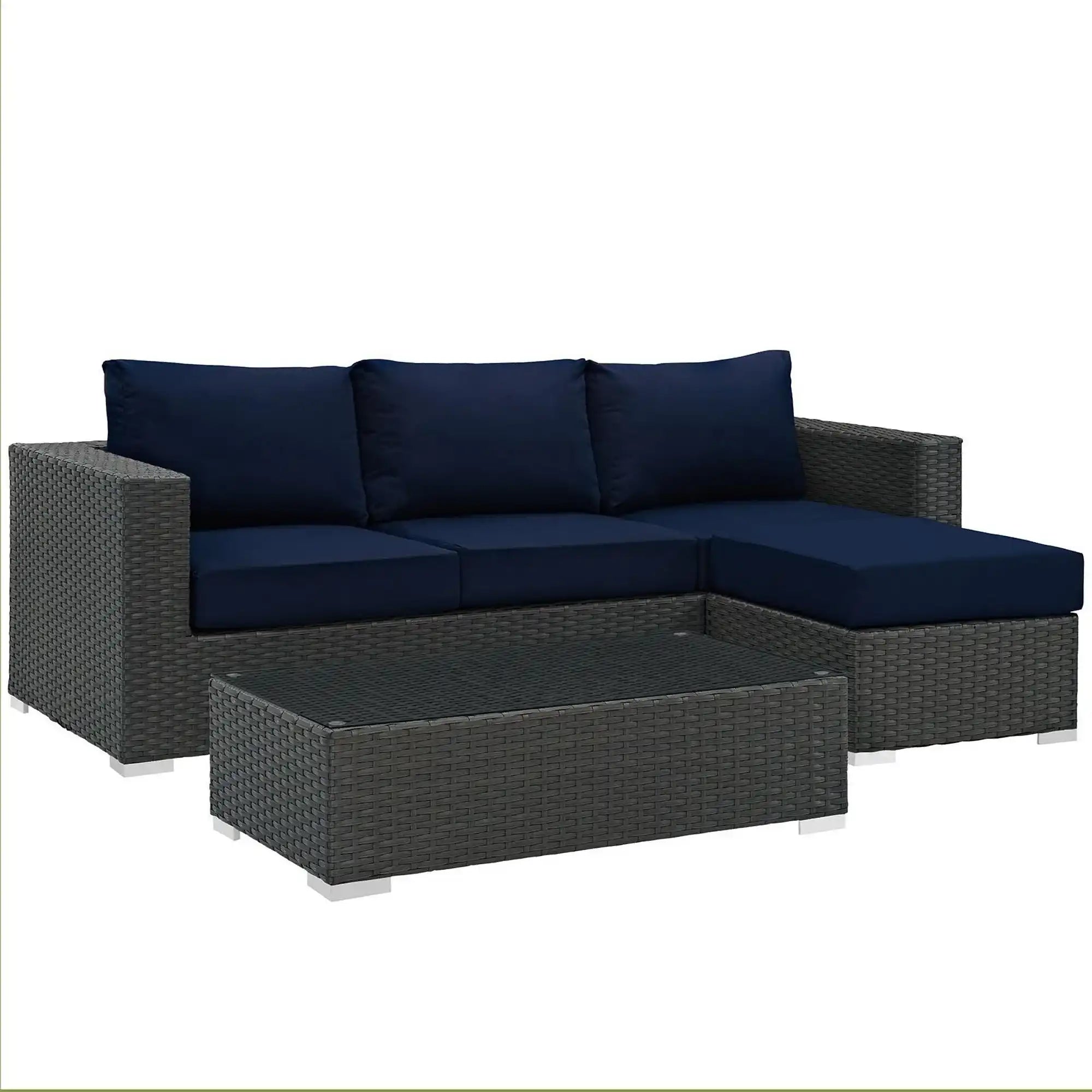 Sojourn 3 Piece Outdoor Patio Sunbrella� Sectional Set by Modway - Best Buy Furniture