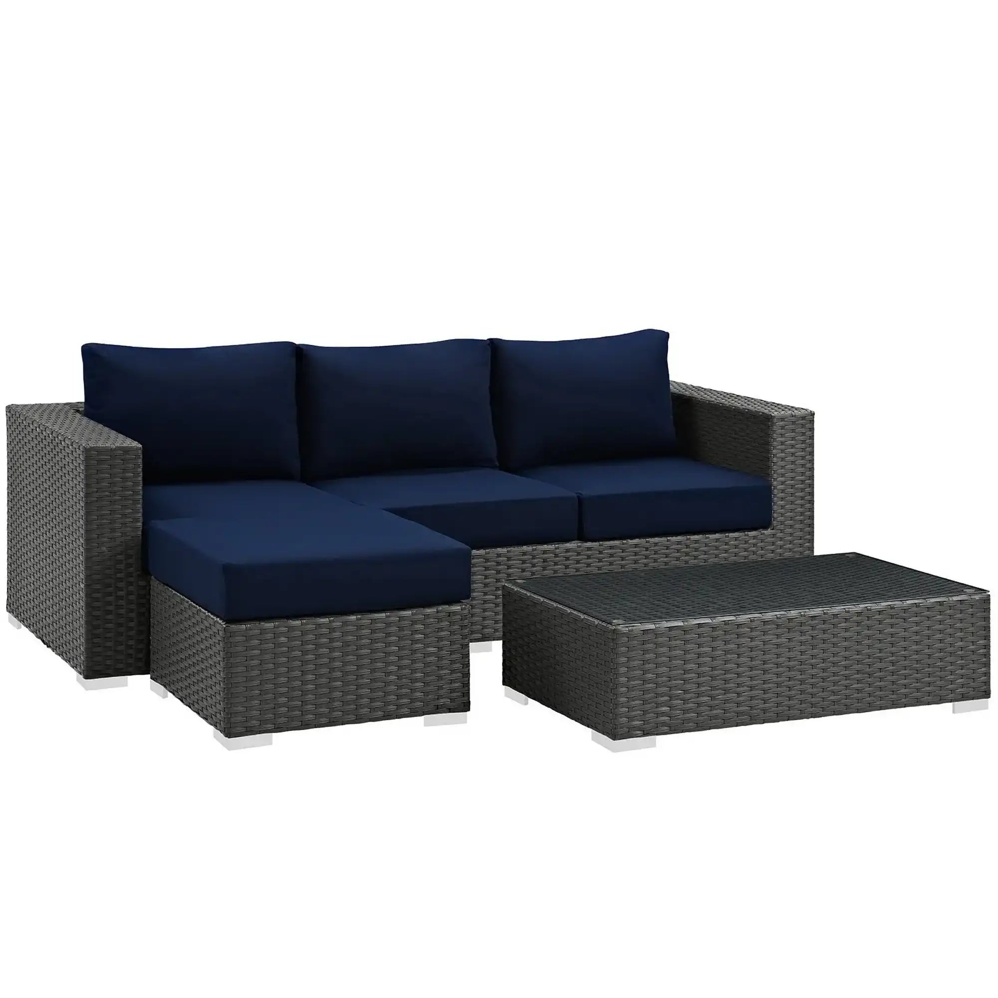 Sojourn 3 Piece Outdoor Patio Sunbrella� Sectional Set by Modway - Best Buy Furniture