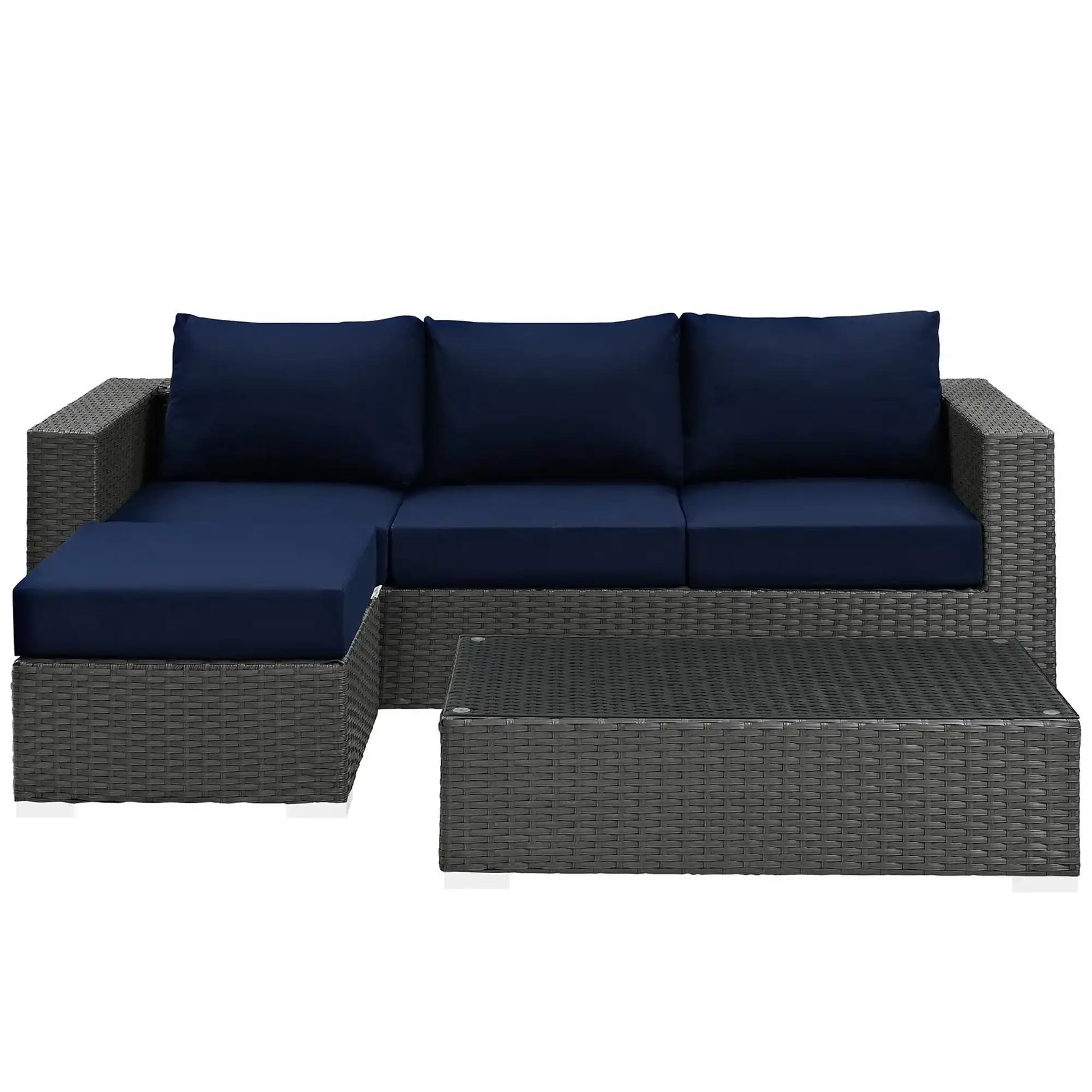 Sojourn 3 Piece Outdoor Patio Sunbrella� Sectional Set by Modway - Best Buy Furniture