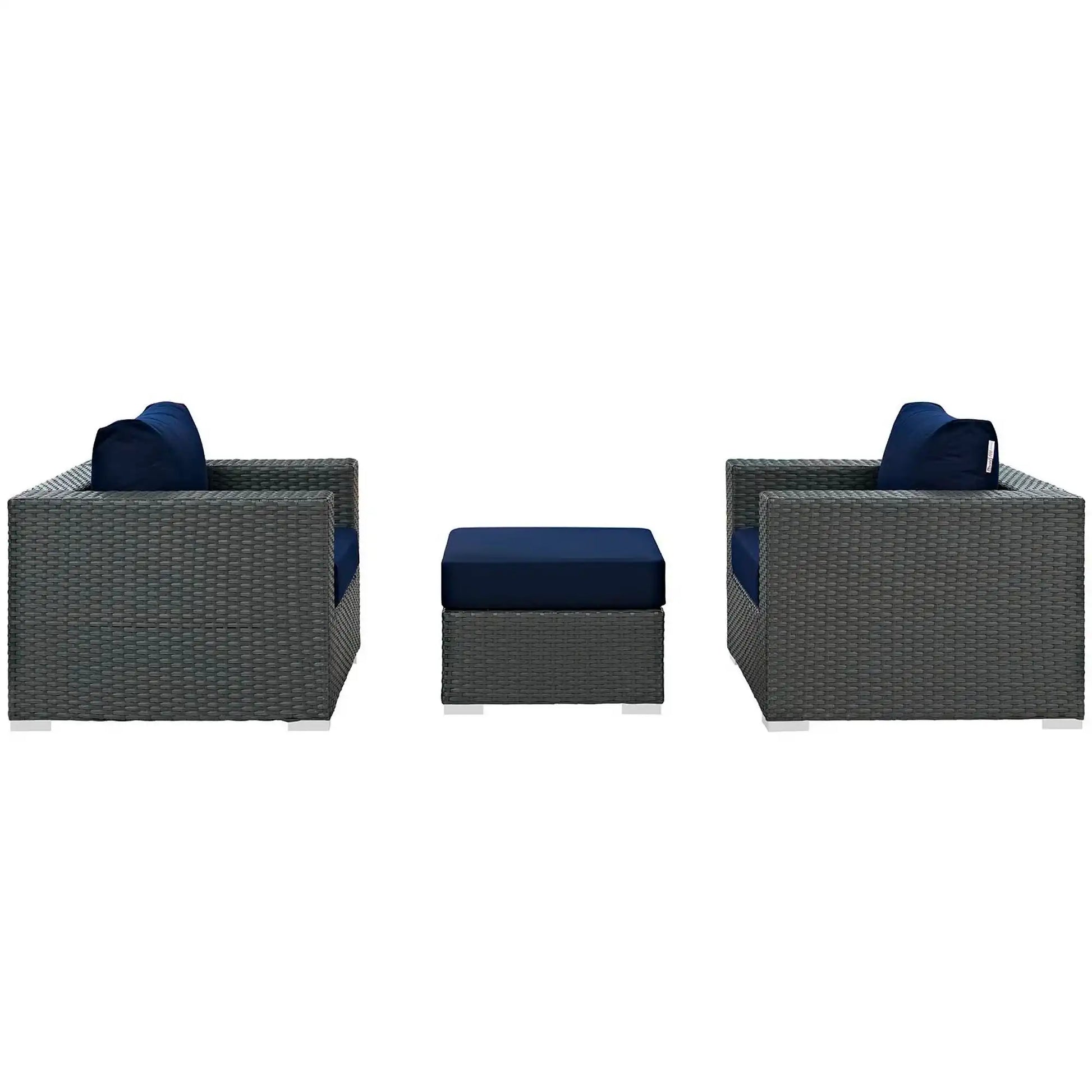 Sojourn 3 Piece Outdoor Patio Sunbrella� Sectional Set by Modway - Best Buy Furniture