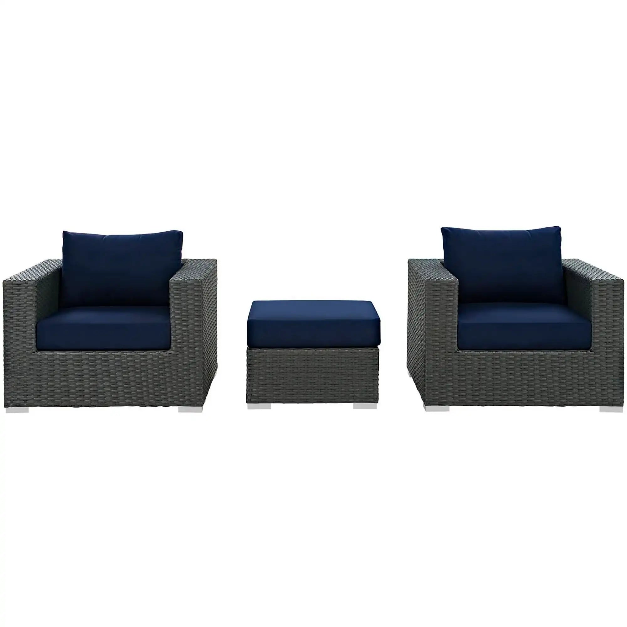 Sojourn 3 Piece Outdoor Patio Sunbrella� Sectional Set by Modway - Best Buy Furniture