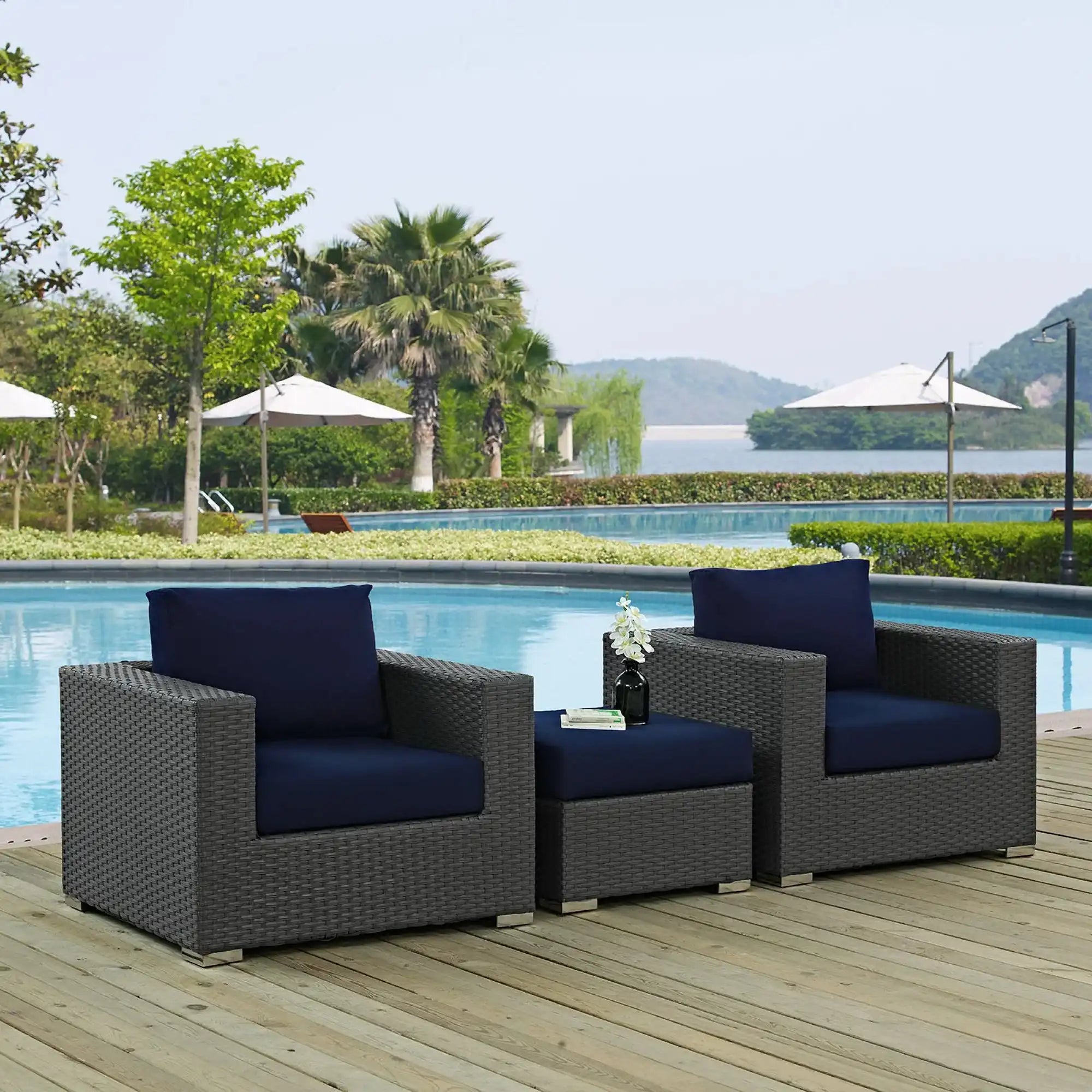 Sojourn 3 Piece Outdoor Patio Sunbrella� Sectional Set by Modway - Best Buy Furniture