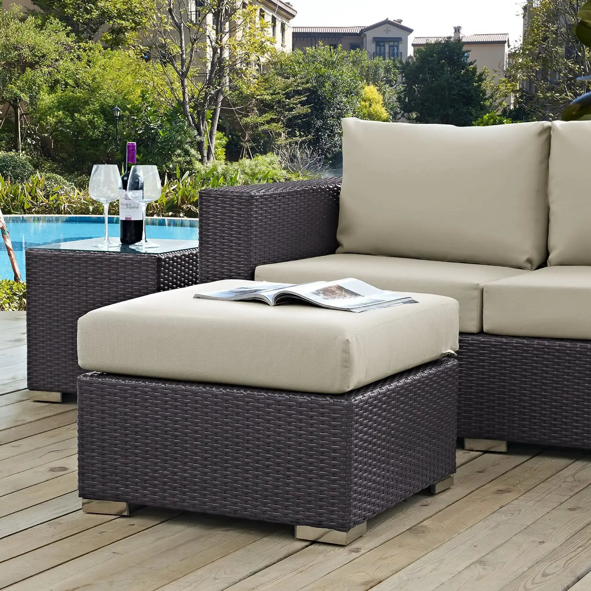 Convene Outdoor Patio Fabric Square Ottoman by Modway - Best Buy Furniture