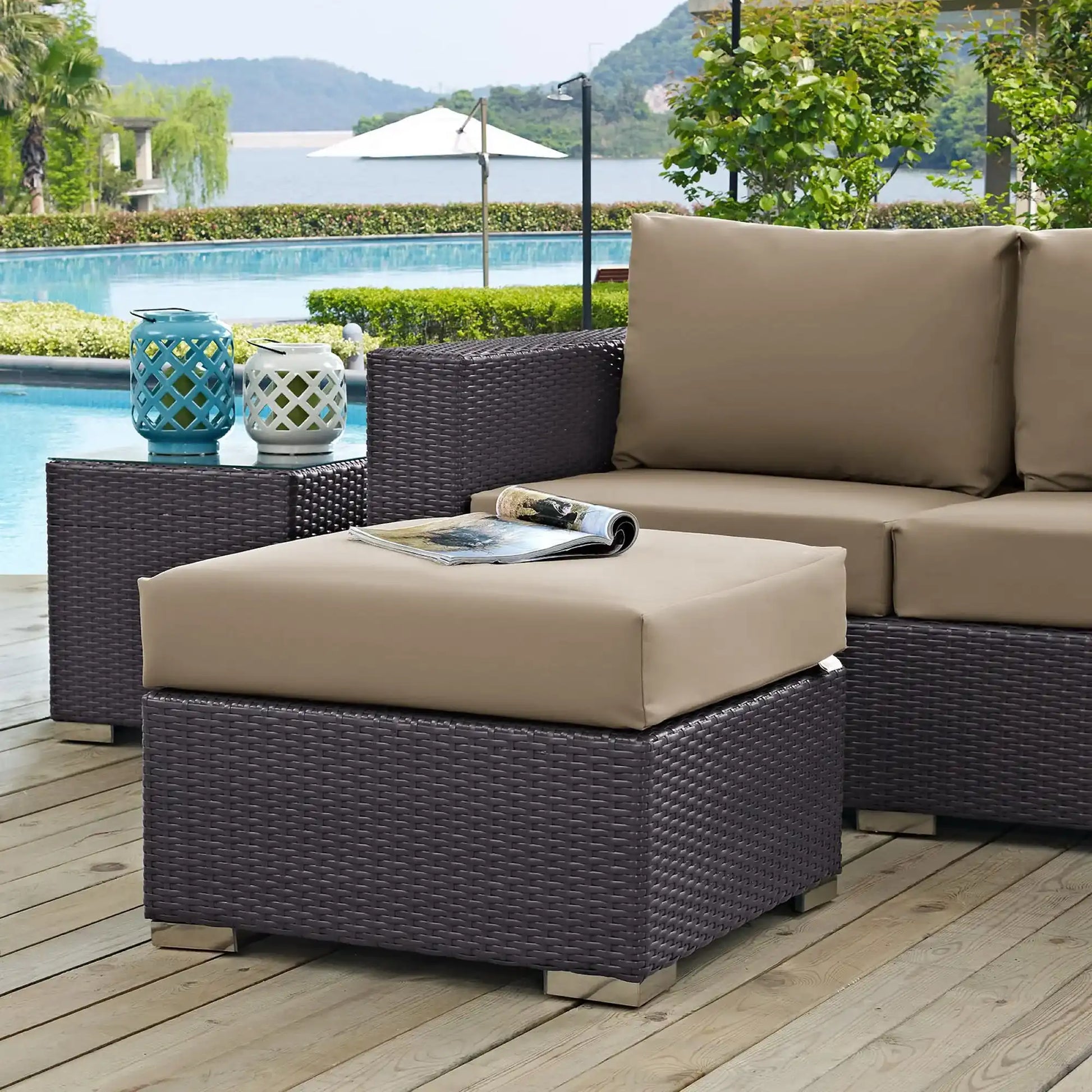 Convene Outdoor Patio Fabric Square Ottoman by Modway - Best Buy Furniture