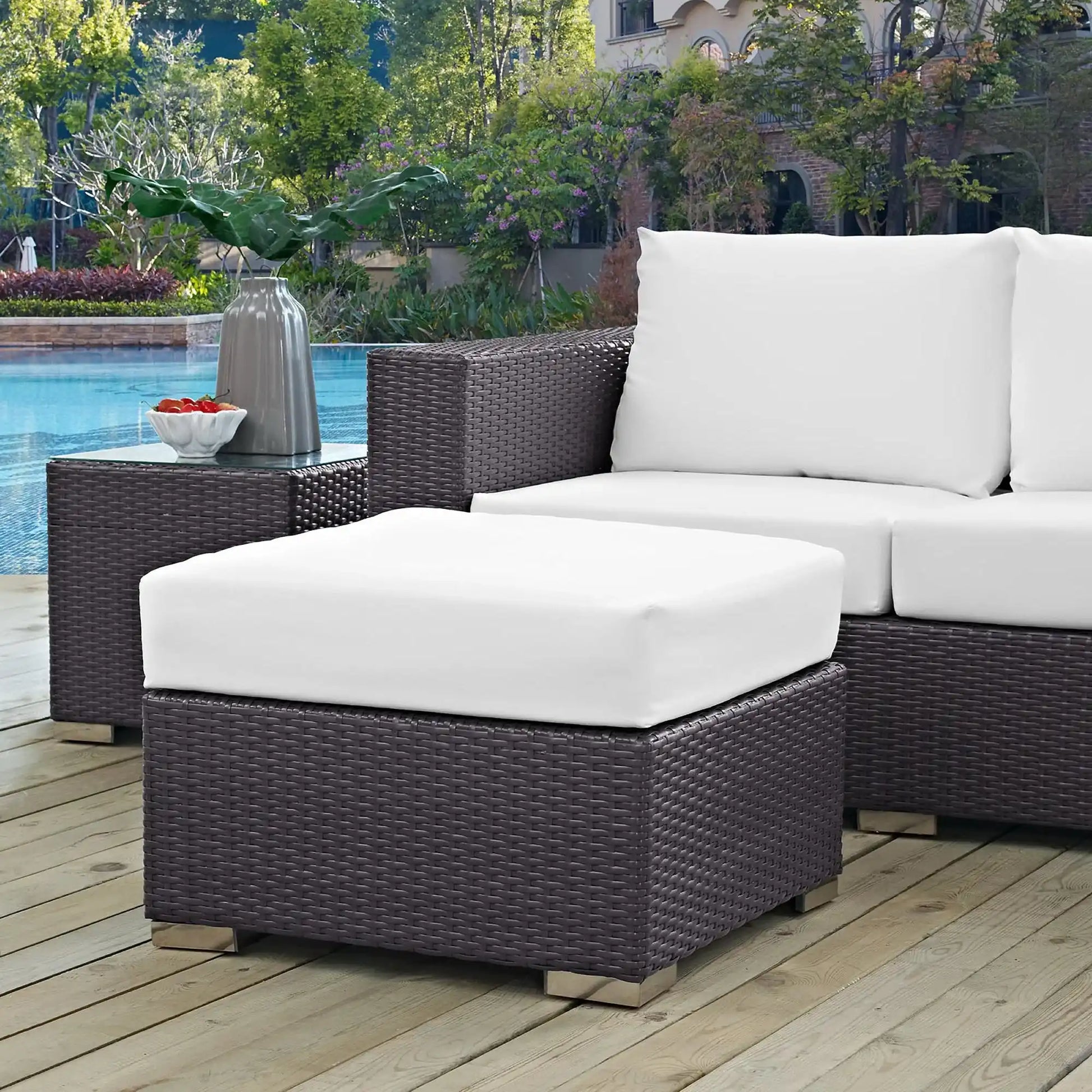 Convene Outdoor Patio Fabric Square Ottoman by Modway - Best Buy Furniture