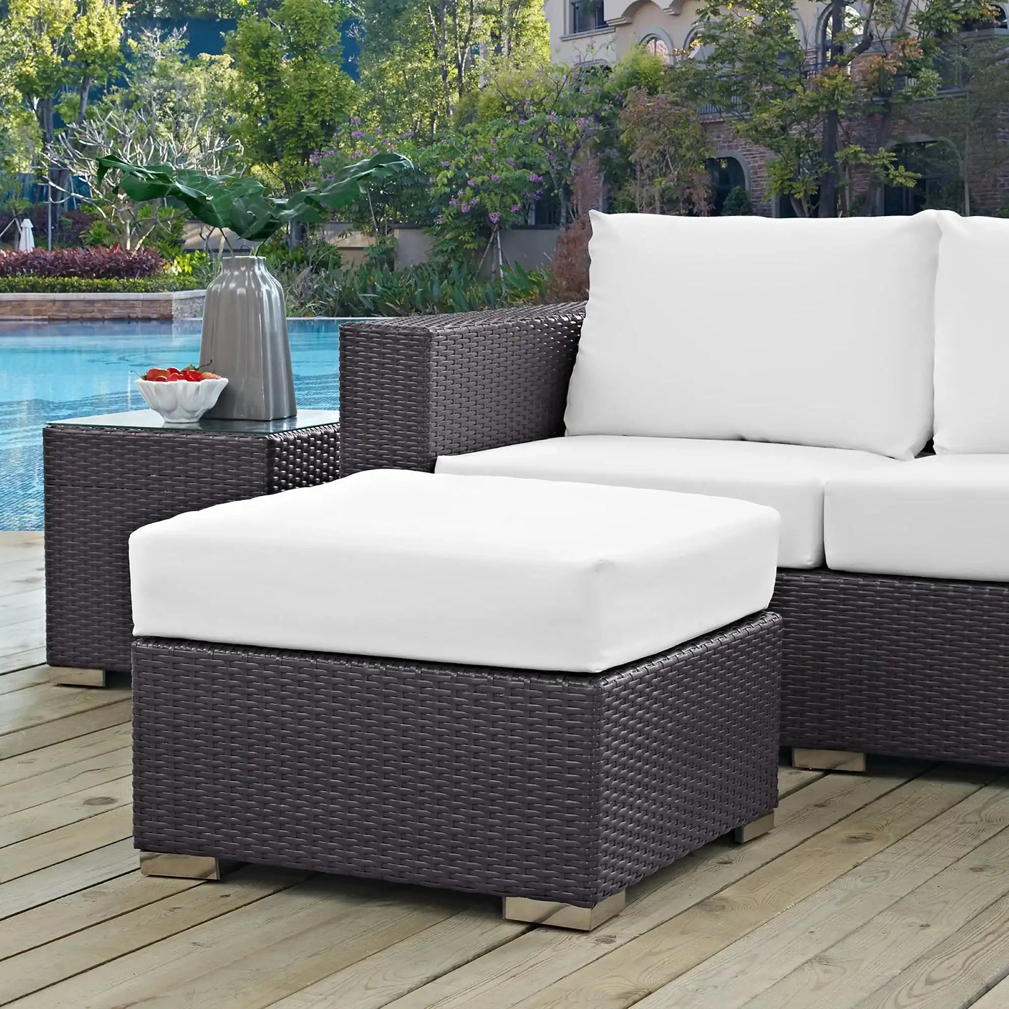 Convene Outdoor Patio Fabric Square Ottoman by Modway - Best Buy Furniture