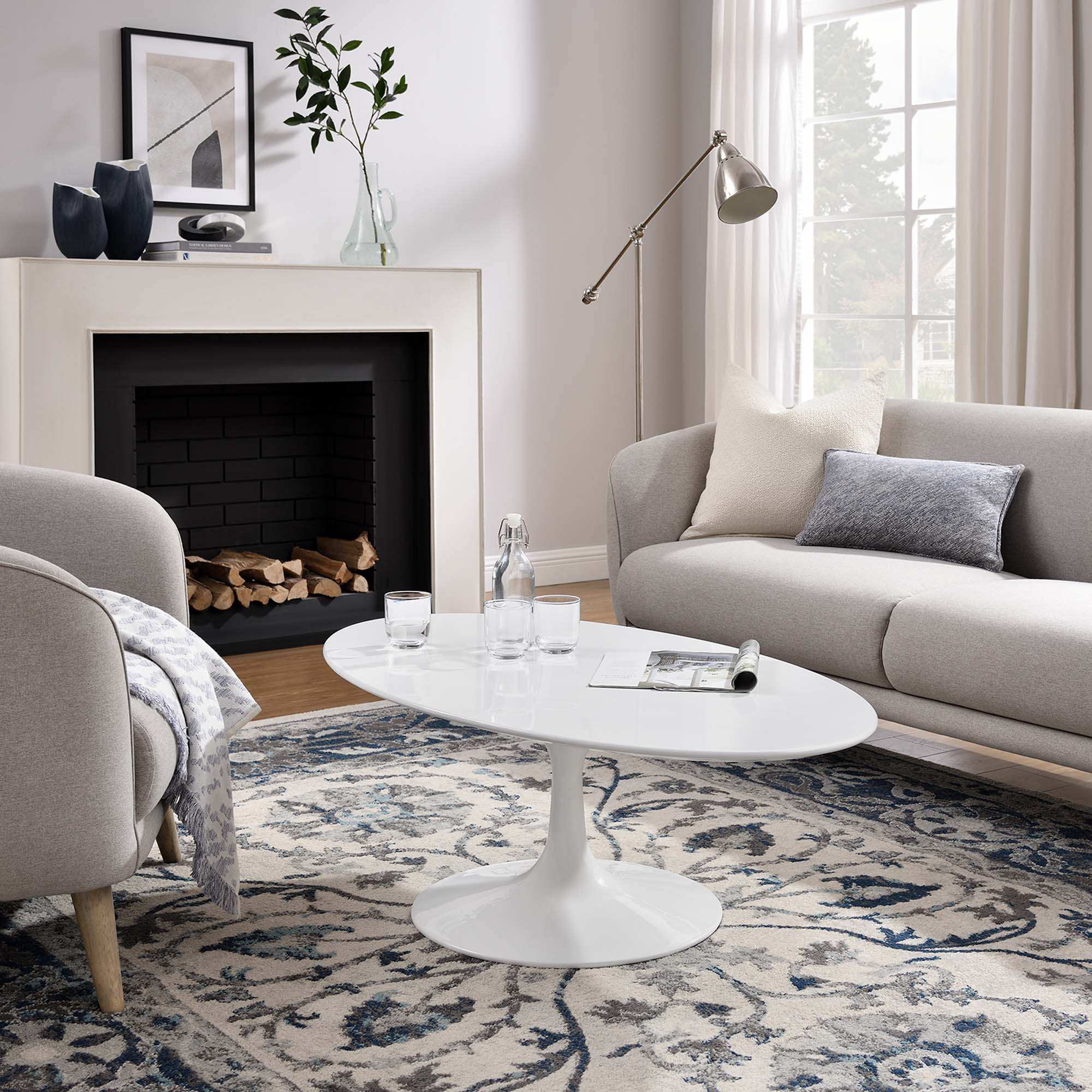 Lippa 48" Oval-Shaped Wood Coffee Table by Modway - Best Buy Furniture