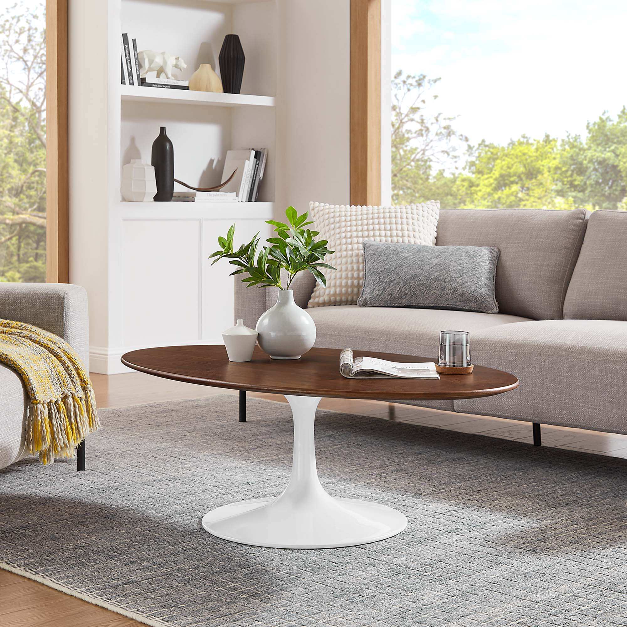 Lippa 48" Oval Wood Coffee Table by Modway - Best Buy Furniture