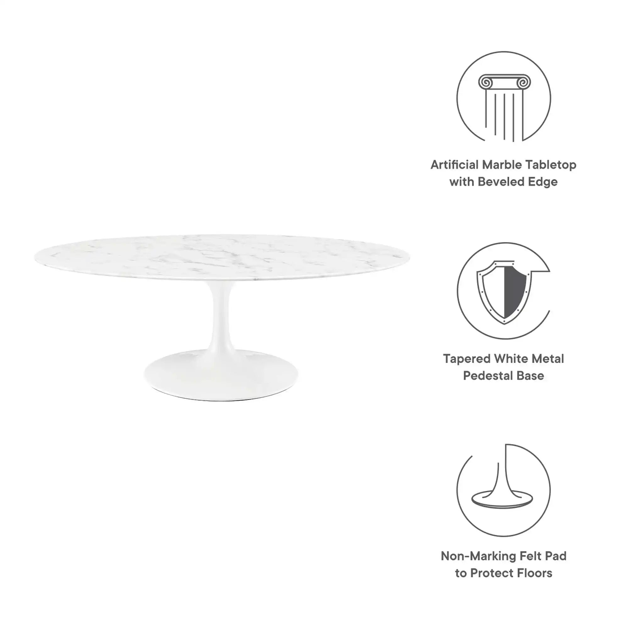 Lippa 48" Oval Faux Marble Coffee Table by Modway - Best Buy Furniture