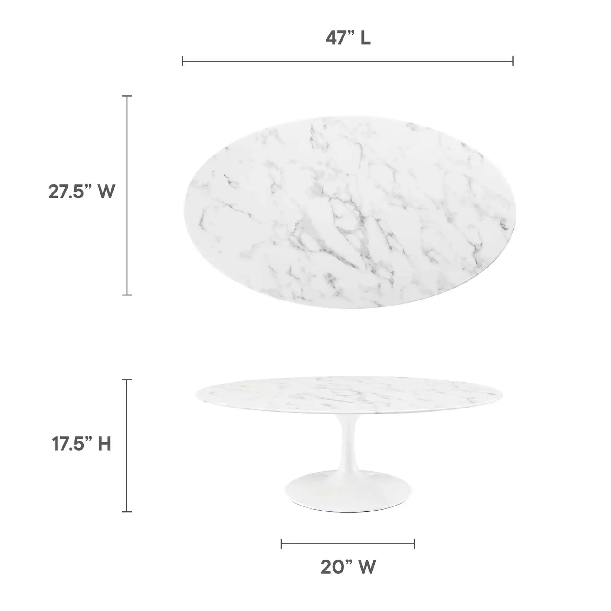Lippa 48" Oval Faux Marble Coffee Table by Modway - Best Buy Furniture