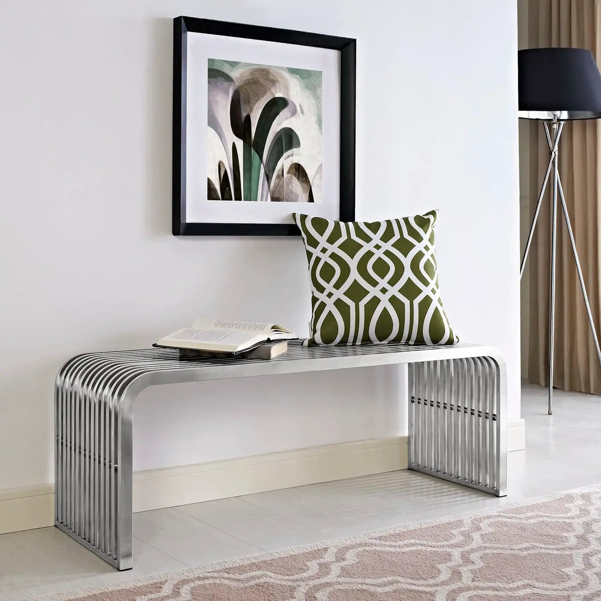 Pipe 47" Stainless Steel Bench by Modway - Best Buy Furniture