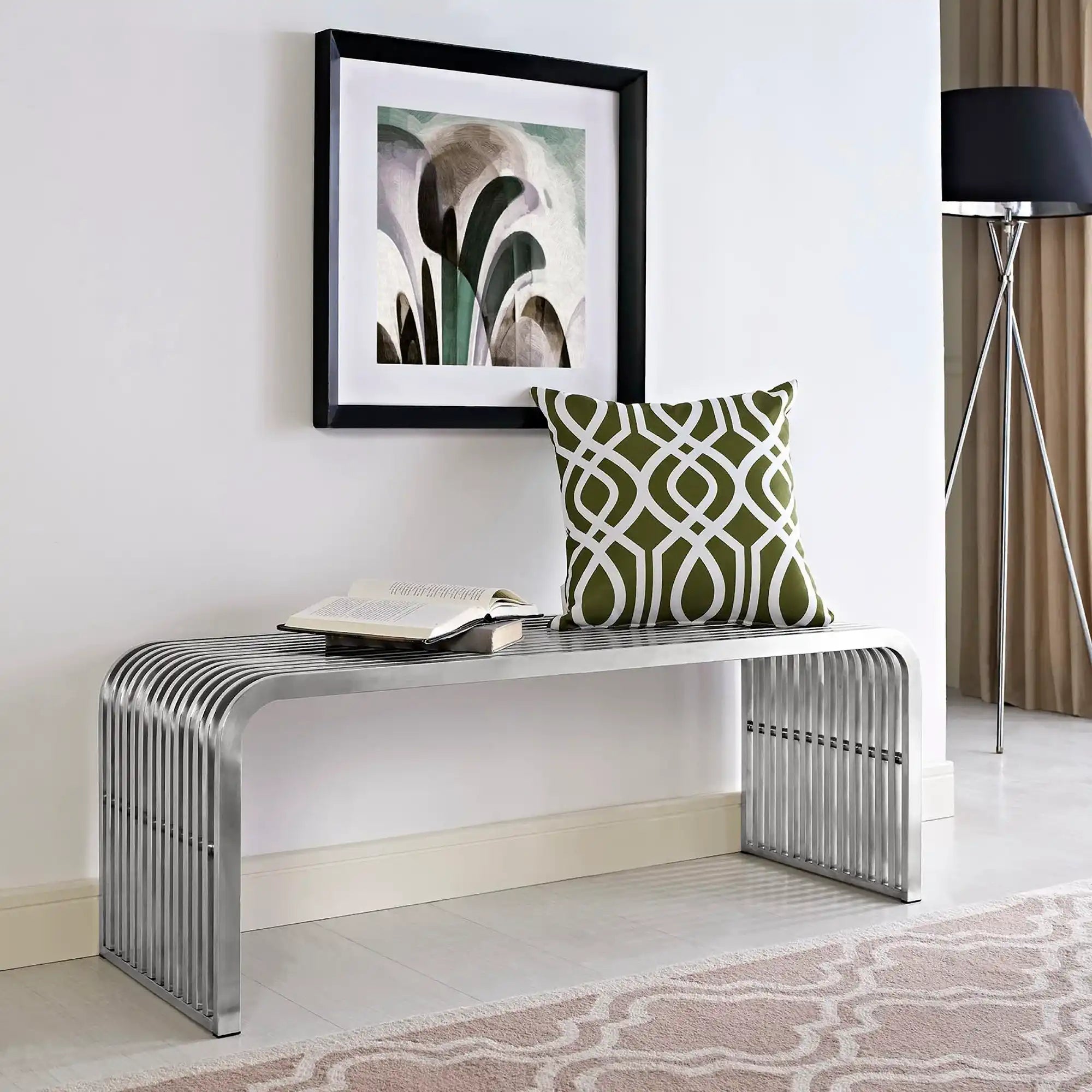 Pipe 47" Stainless Steel Bench by Modway - Best Buy Furniture