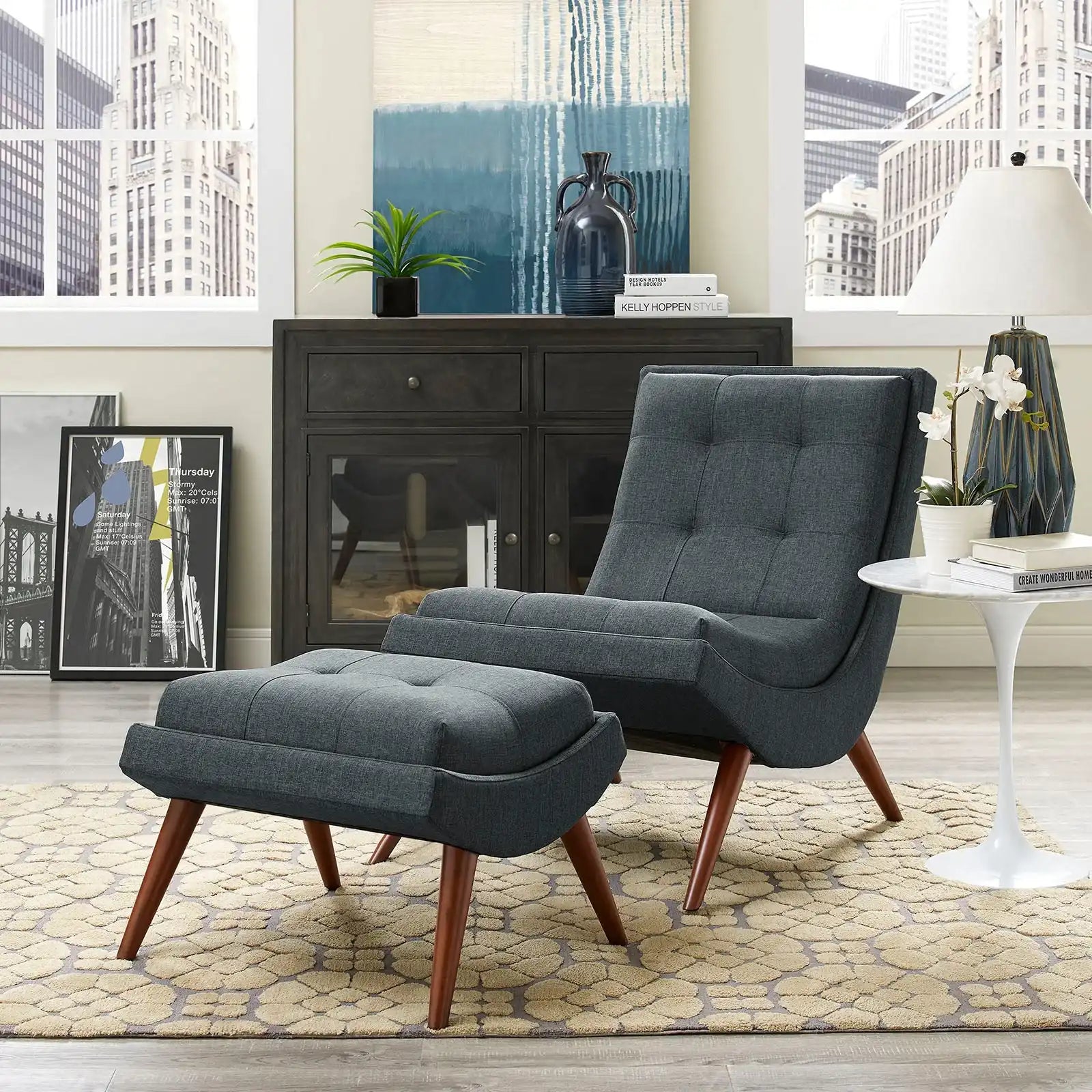 Ramp Upholstered Fabric Lounge Chair Set - Best Buy Furniture