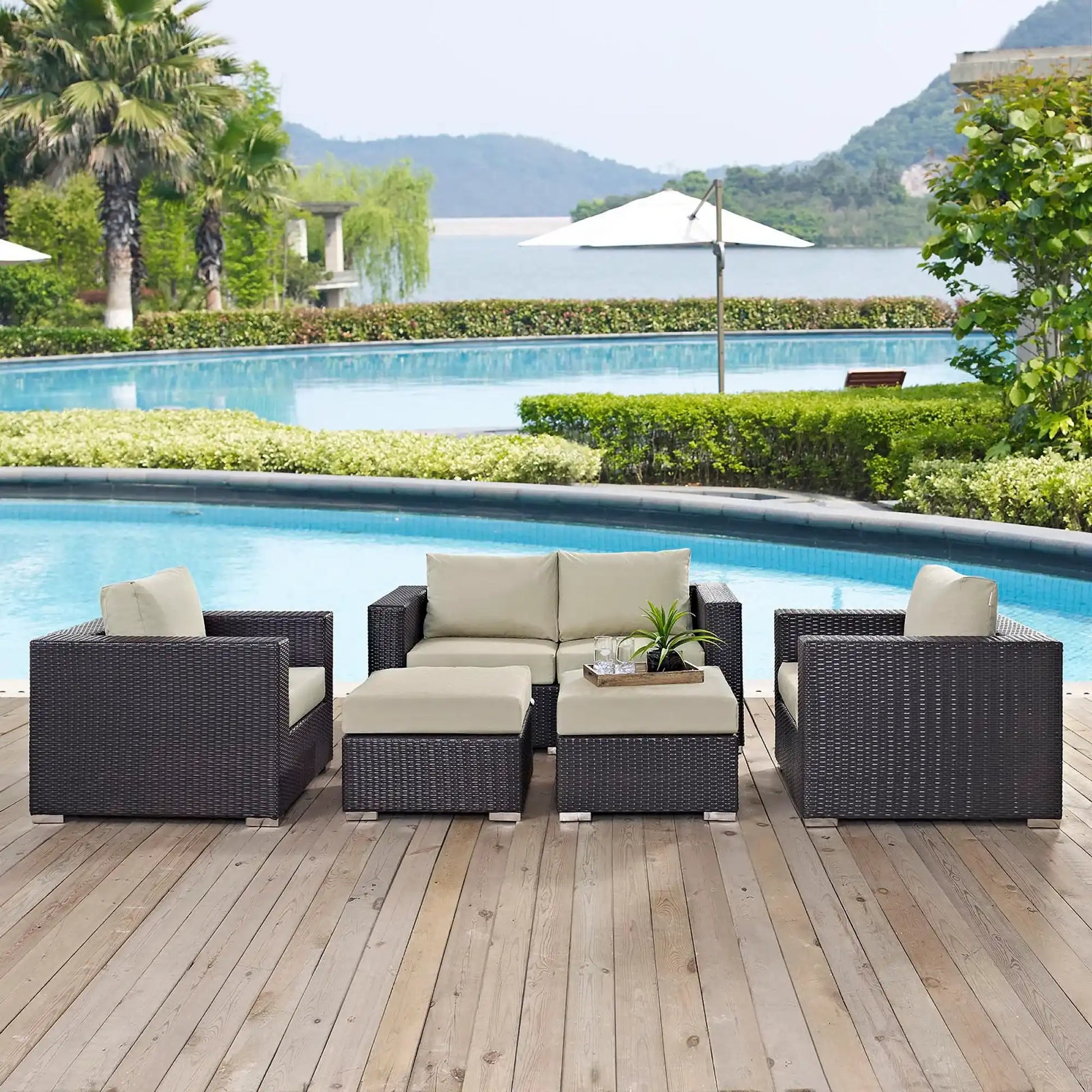 Convene 5 Piece Outdoor Patio Sofa Set by Modway - Best Buy Furniture
